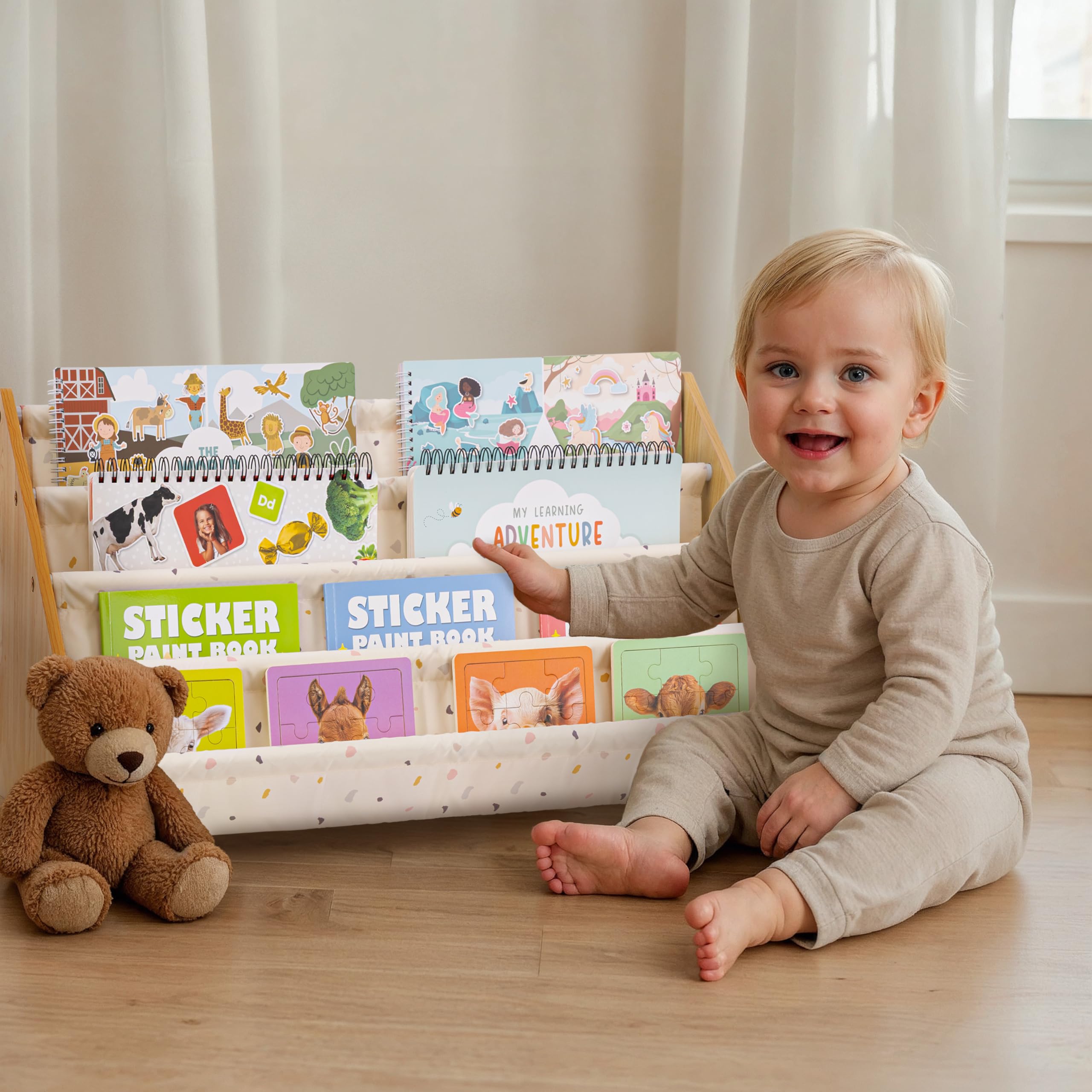 ZICOTO Decorative Bookshelf for Kids - Beautiful Shelf to Display All Books of Your Little One - The Perfect Nursery Organizer for Your Baby Girl or Boy´s Montessori Bedroom or Toddler Play Room Decor