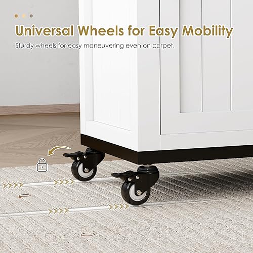 Miniatura 5 de Tabla de planchar con ruedas con armario de almacenamiento, tabla de planchar plegable con ruedas, mesa de manualidades con almacenamiento, estación