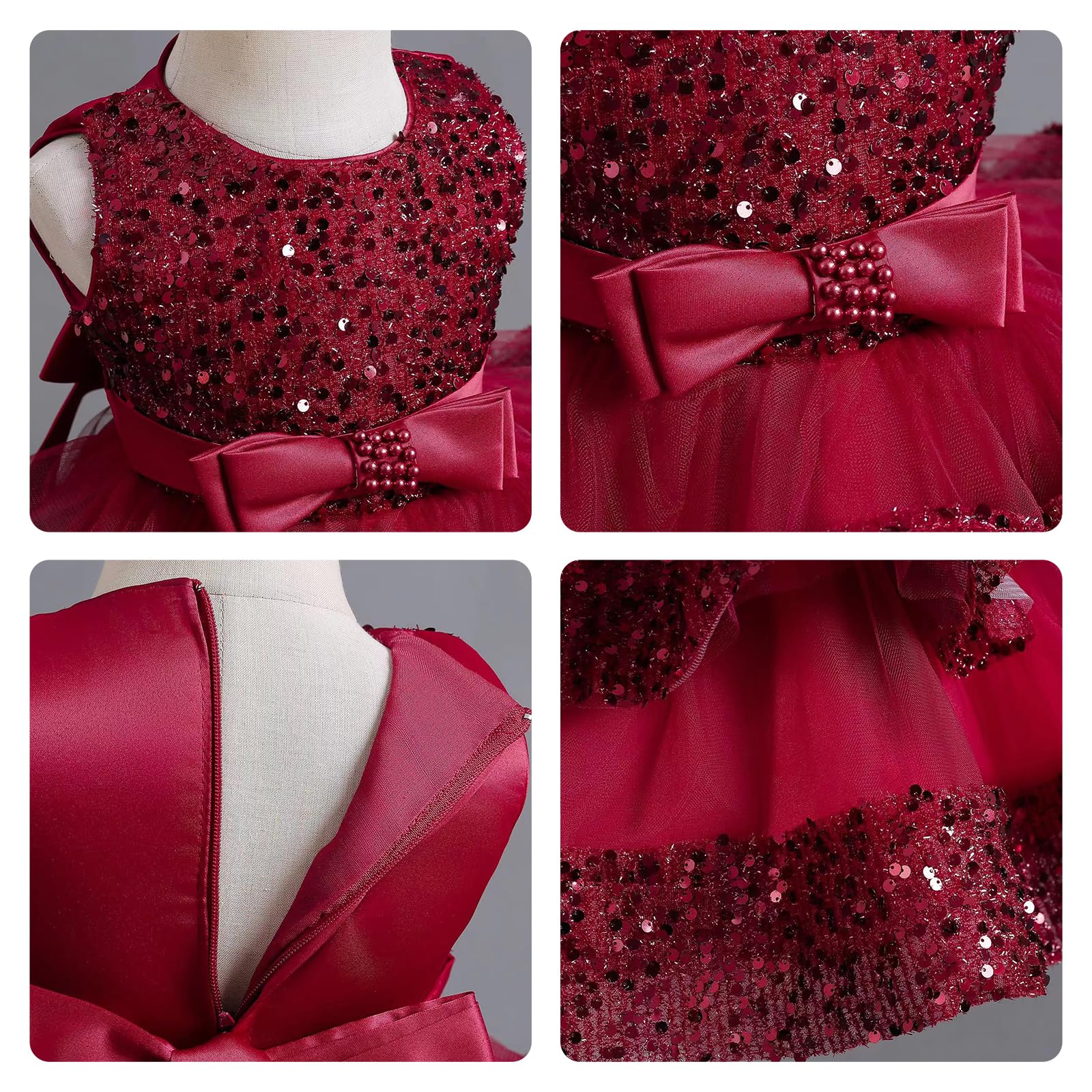 Miipat Baby Mädchen Festzug Kleid Pailletten Prinzessin Kleid Kleinkind Blume Hochzeit Geburtstag Party Kleid Kleider