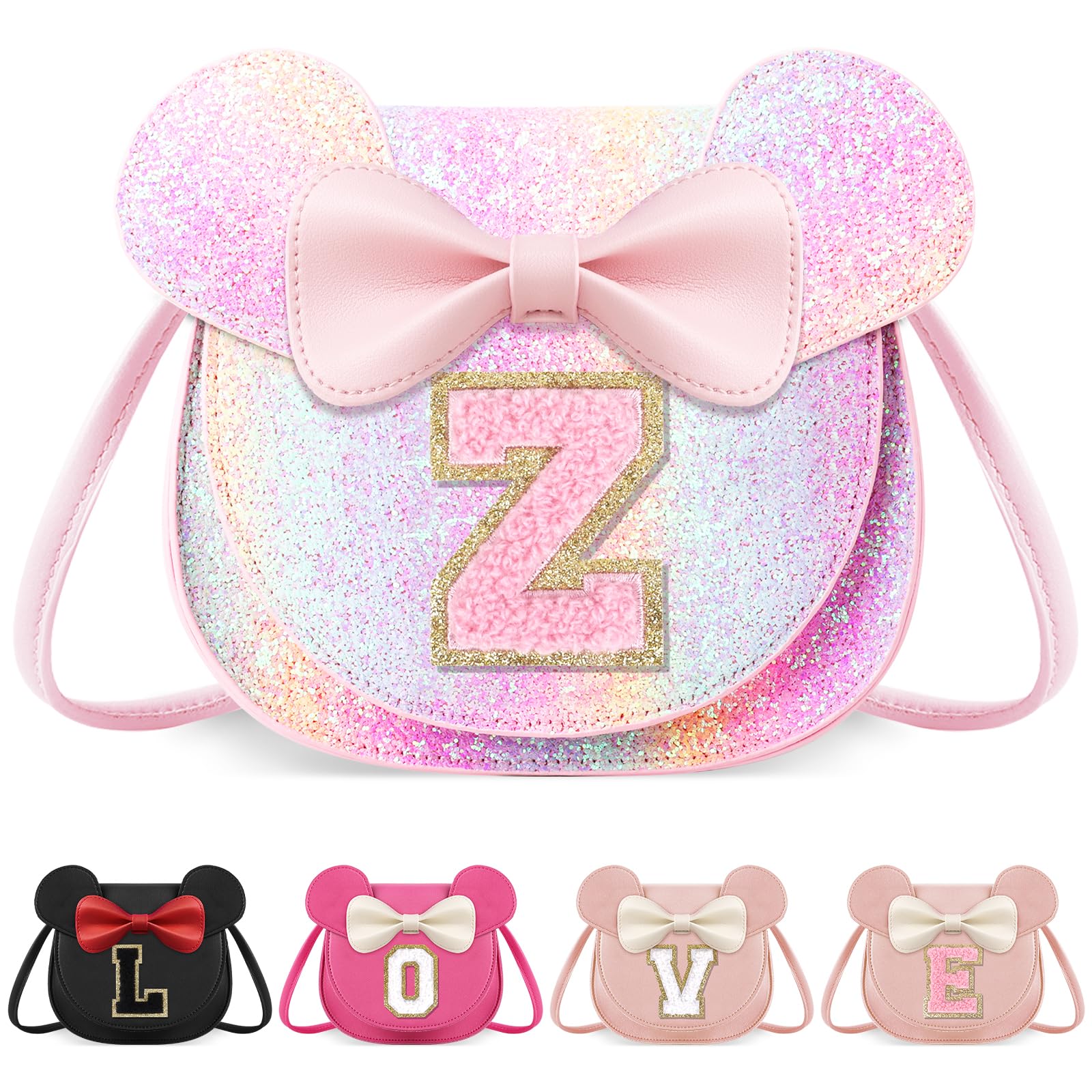 Little Girl Toddler Purse - Cute Mouse Ear Bow Crossbody Bag for 2-8 Year Olds - Birthday Gift