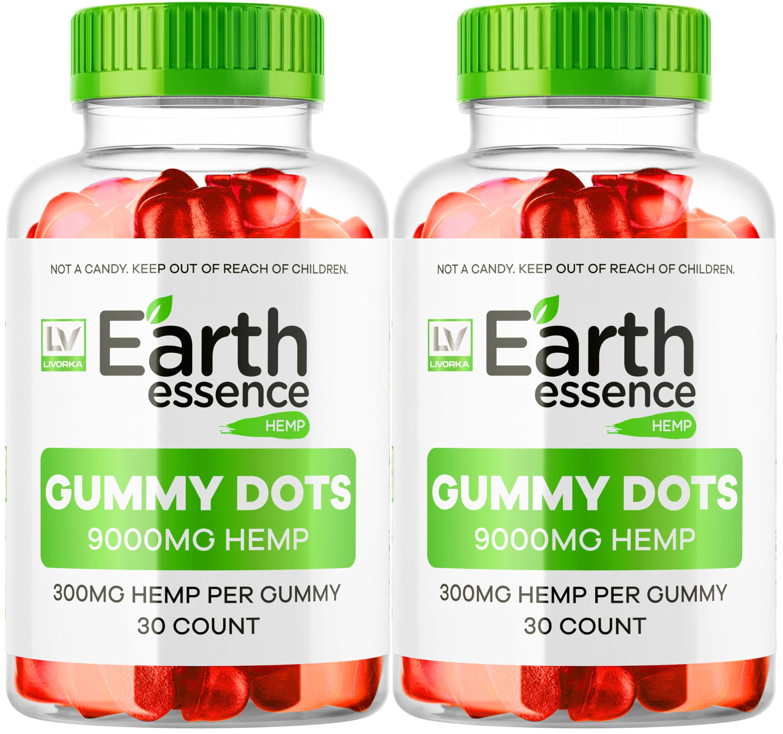 2 Pack - Earth Essence Gummies - Earth Essence Gummy Dots 60 Gummies for 2 Months, Earth Essence Hemp Gummies, Earth Essence 9000 MG Per Bottle with Great Taste, Earth Essence Gummys.