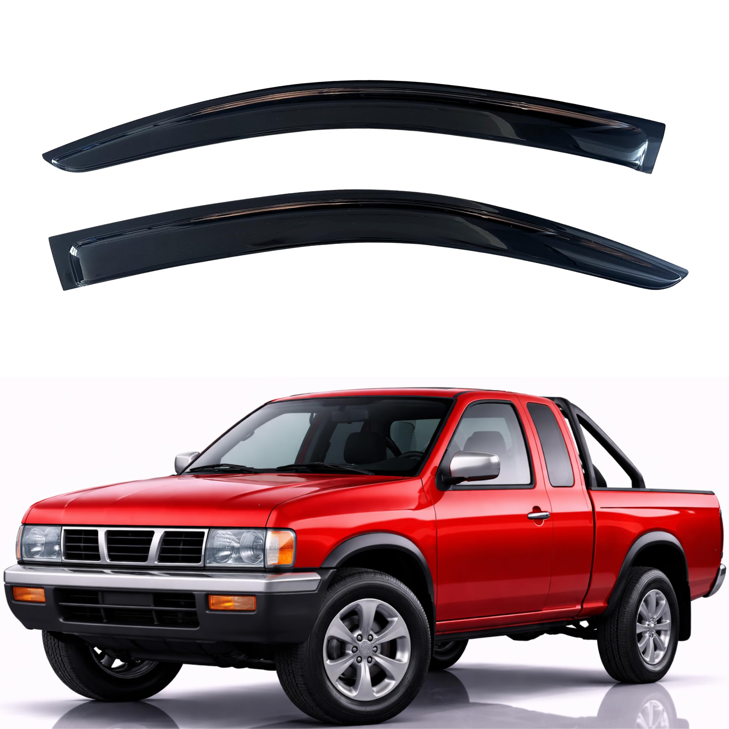 KPY Rain Guards Fit for 1987-1997 Nissan Pickup, Out-Channel Window Visors Vent Wind Deflectors 2PC, Truck Accessories for 1987-1990 Nissan Pathfinder