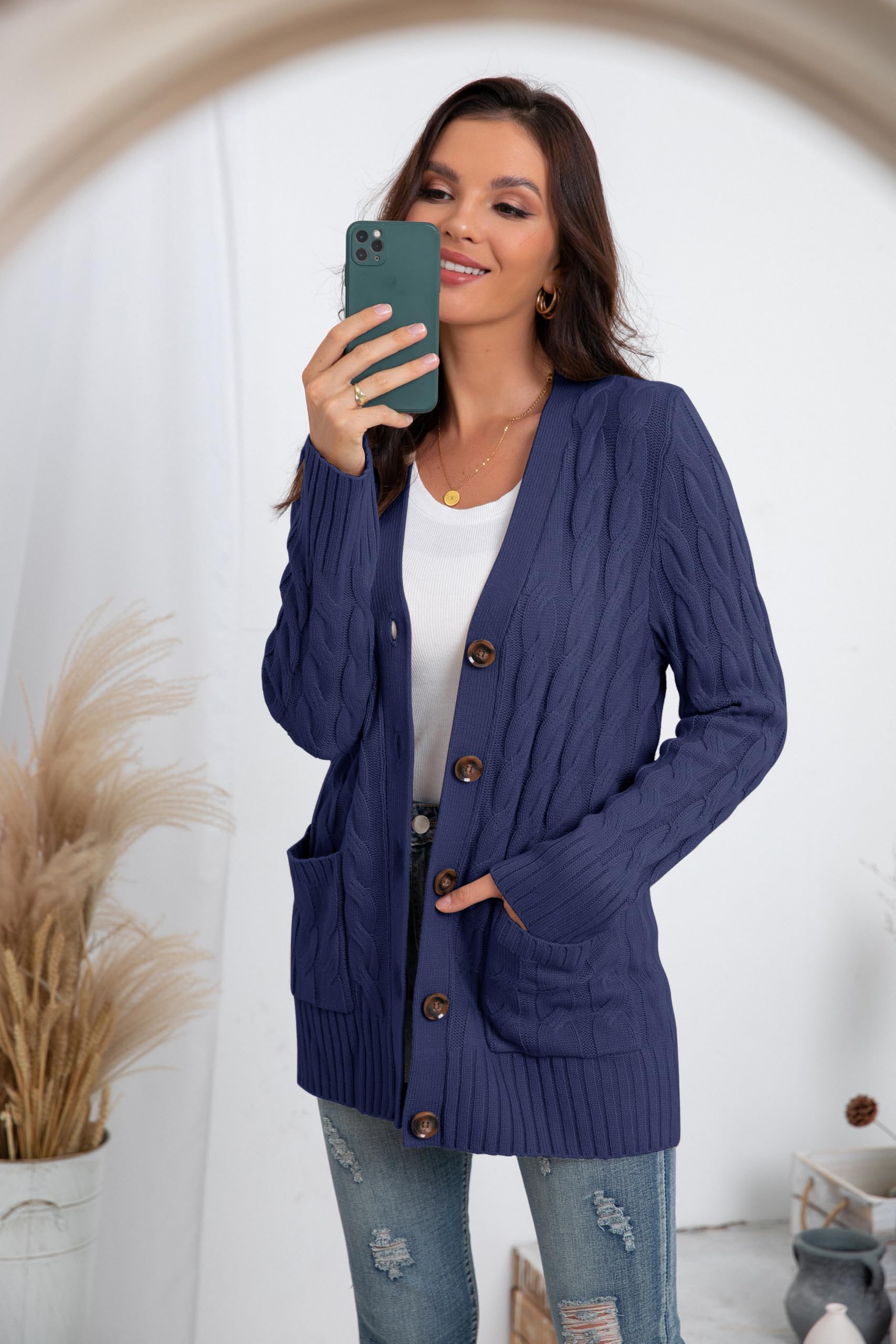 GRECERELLE Gilet Femme Chic et Élégant, Cardigan Doux à Boutons Chemisier et Cardigan Torsadé pour Femme
