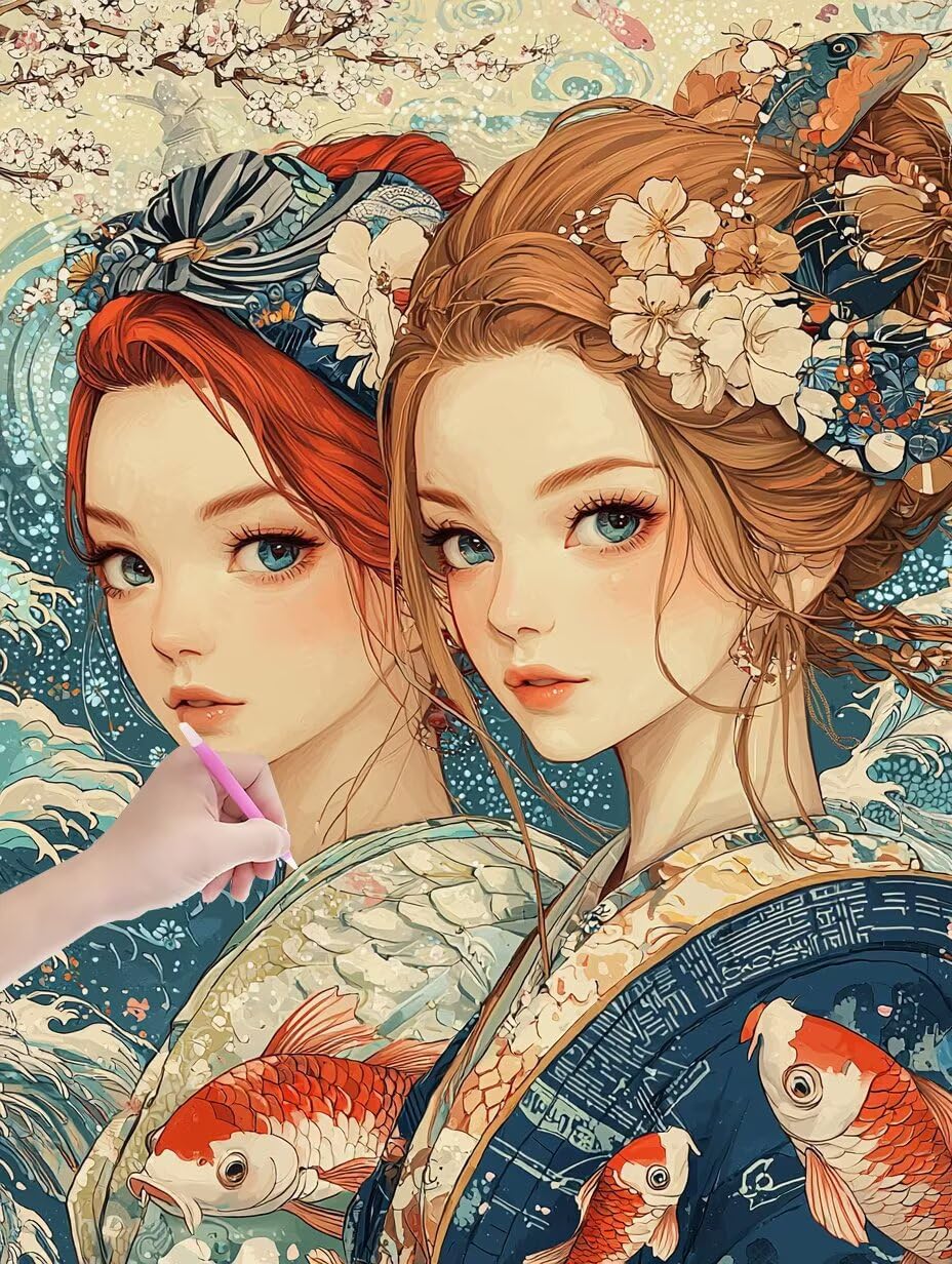 Diamond Painting Anime, 5D Japonia Diamond Painting dla dorosłych, pełne wiertło, malowanie diamentami, okrągłe kamienie, zestaw do majsterkowania, dla dorosłych, zestaw do dekoracji ściany, 90 x 120