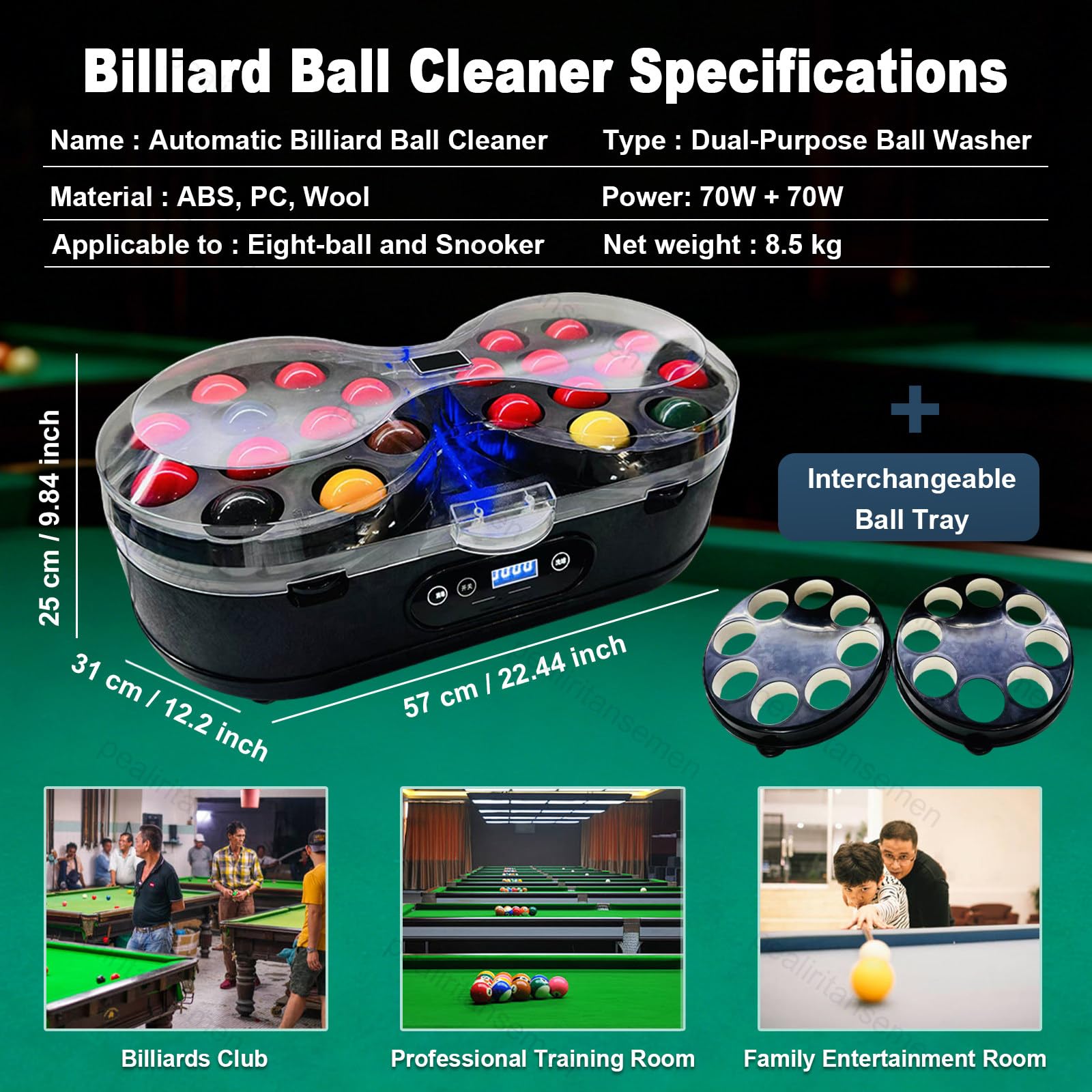 Elektryczna polerka do piłek basenowych z przyciskiem dotykowym i wełnianym pierścieniem filcowym do piłek bilardowych i snookerowych