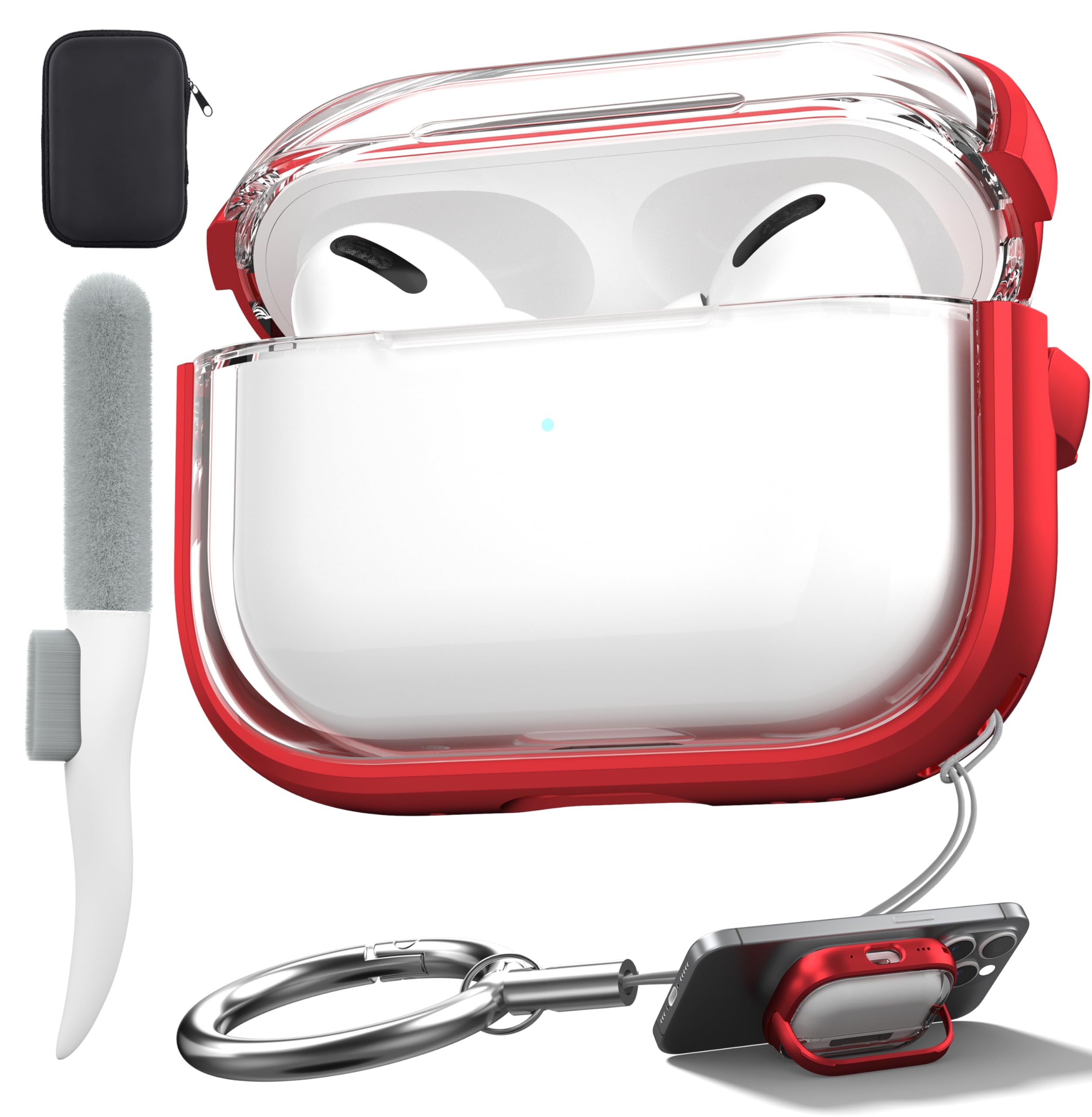 Valkit Compatible AirPods Pro Case, Clear with Lock & Cleaner Kit, Soft Shockproof Protective Case for AirPods Pro Gen 2/1