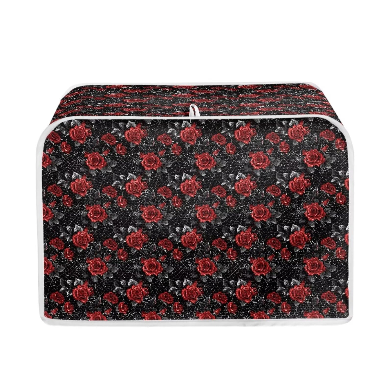 Xoenoiee Red Rose Spider Web Halloween Print 2 Slice Toaster Cover Woman Kitchen Accessories Kitchen Small Appliance Dust Proof Cover Bread Maker Toaster Cover