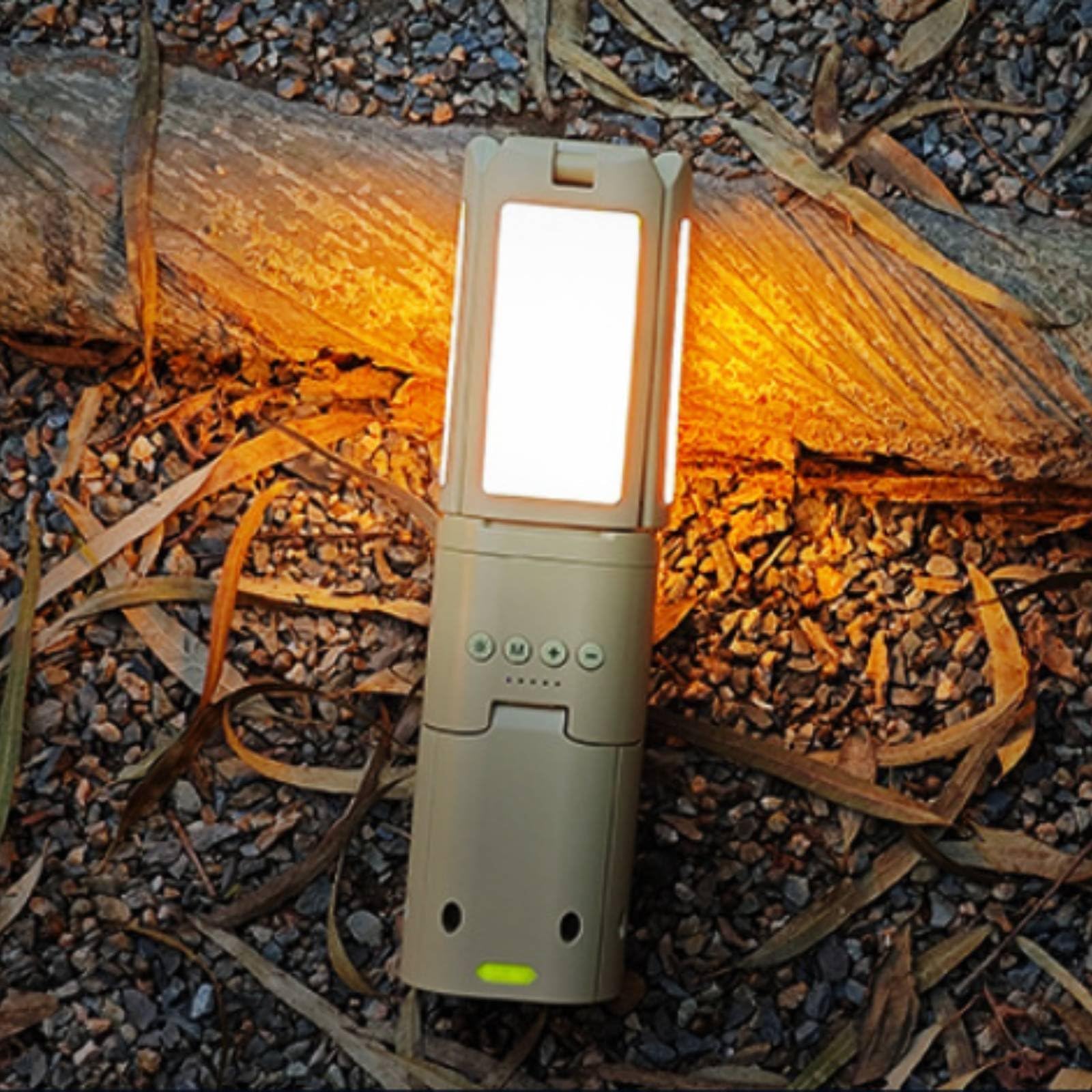 Milageto Wasserdichte Zeltlampe LED Campinglaterne Taschenlampe Arbeitsleuchte mit Drehbarem Lampenkopf 180 360 Grad USB Aufladbar Faltbares Dreibein für, Armeegrün
