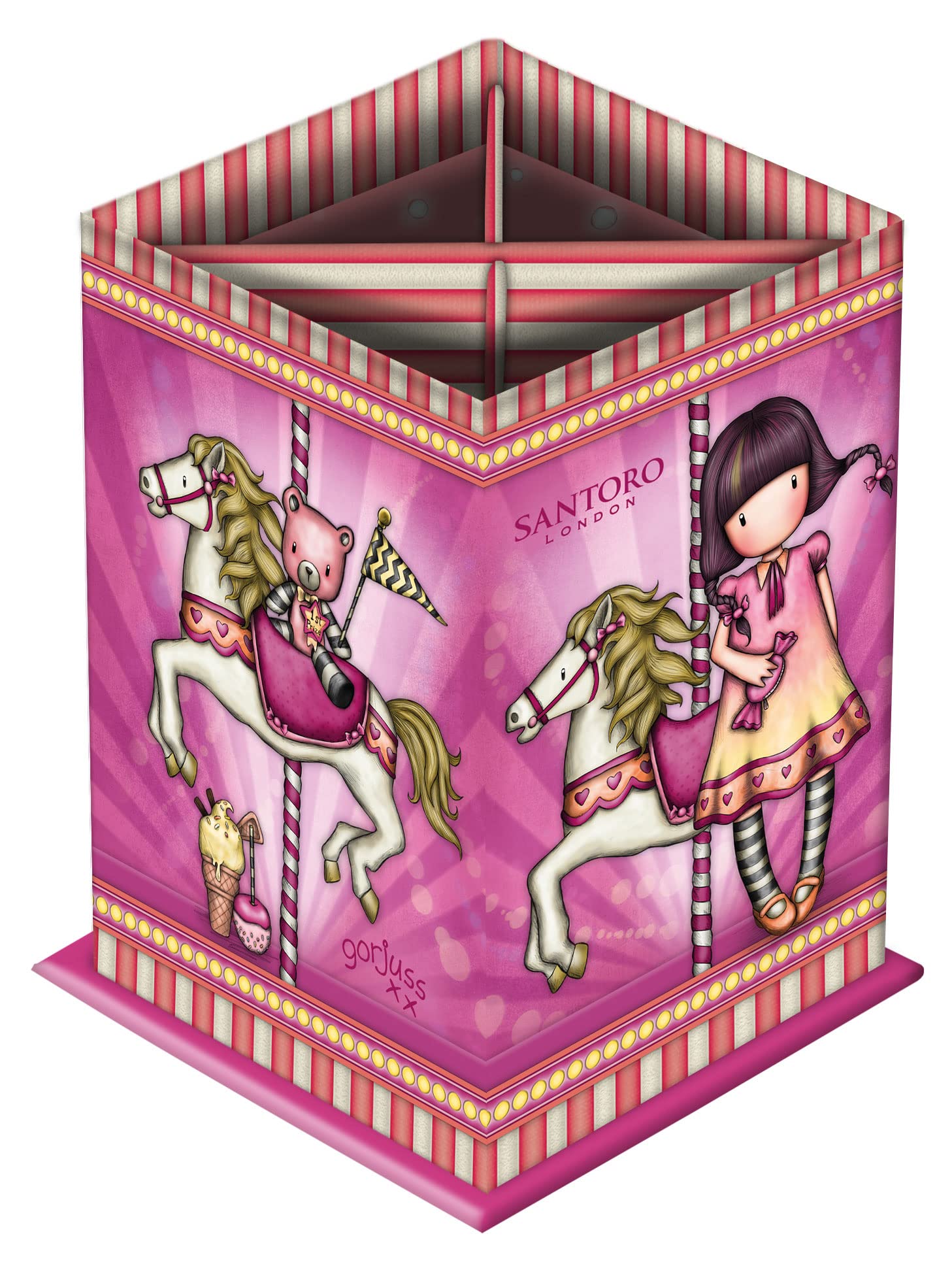 SAFTA Unisex Kid's 8.5x11.5x8.5cm Goblet Cardboard Gorjuss Fairground Carousel 8,5X11,5X8,5Cm, Multicoloured, M