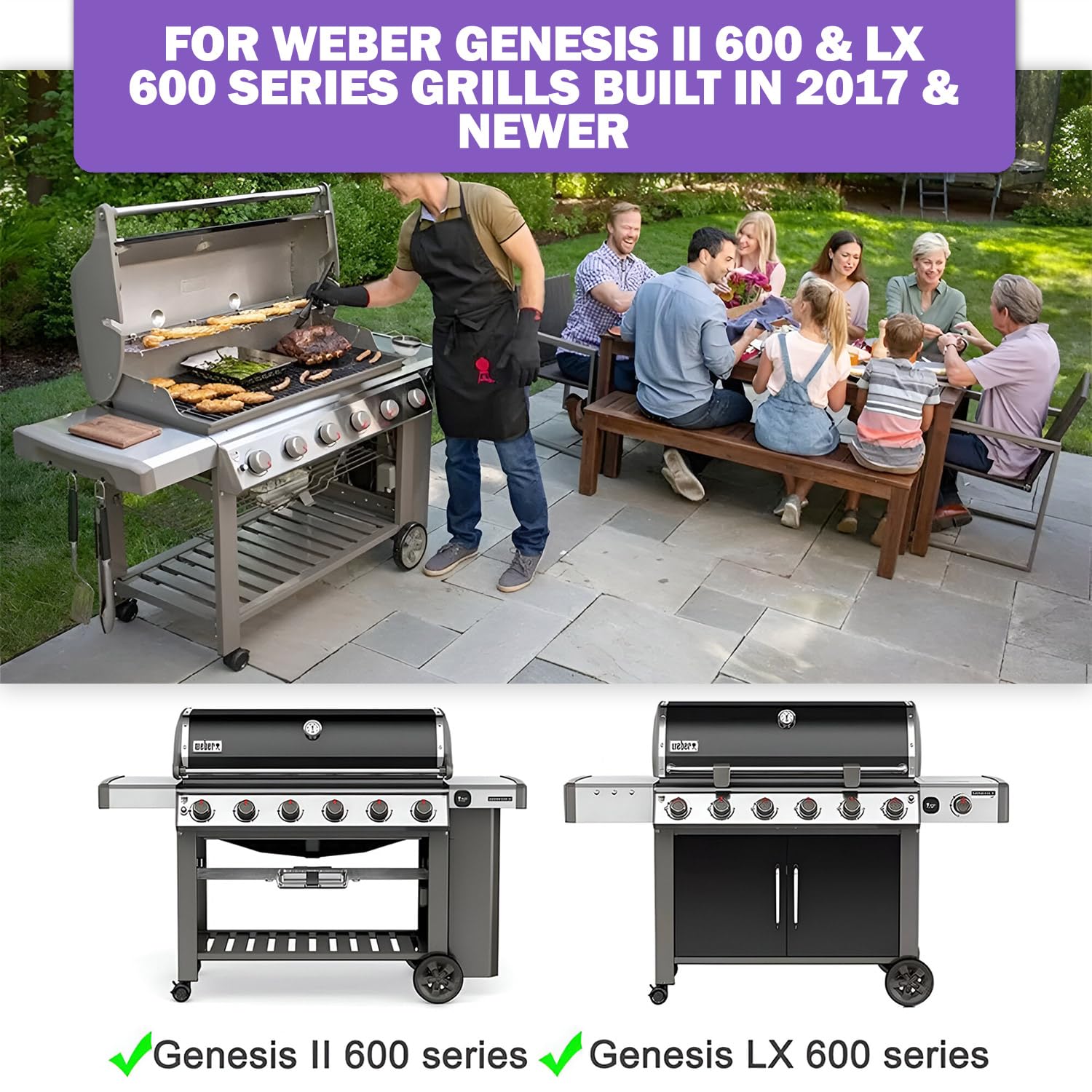 11-pak prętów smakowych do Weber Genesis II serii 600 - części zamienne ze stali nierdzewnej do grilla gazowego Weber GS4 Genesis II E-610, S-610, Genesis II LX E-640, S-640 - zastępuje Weber 66796