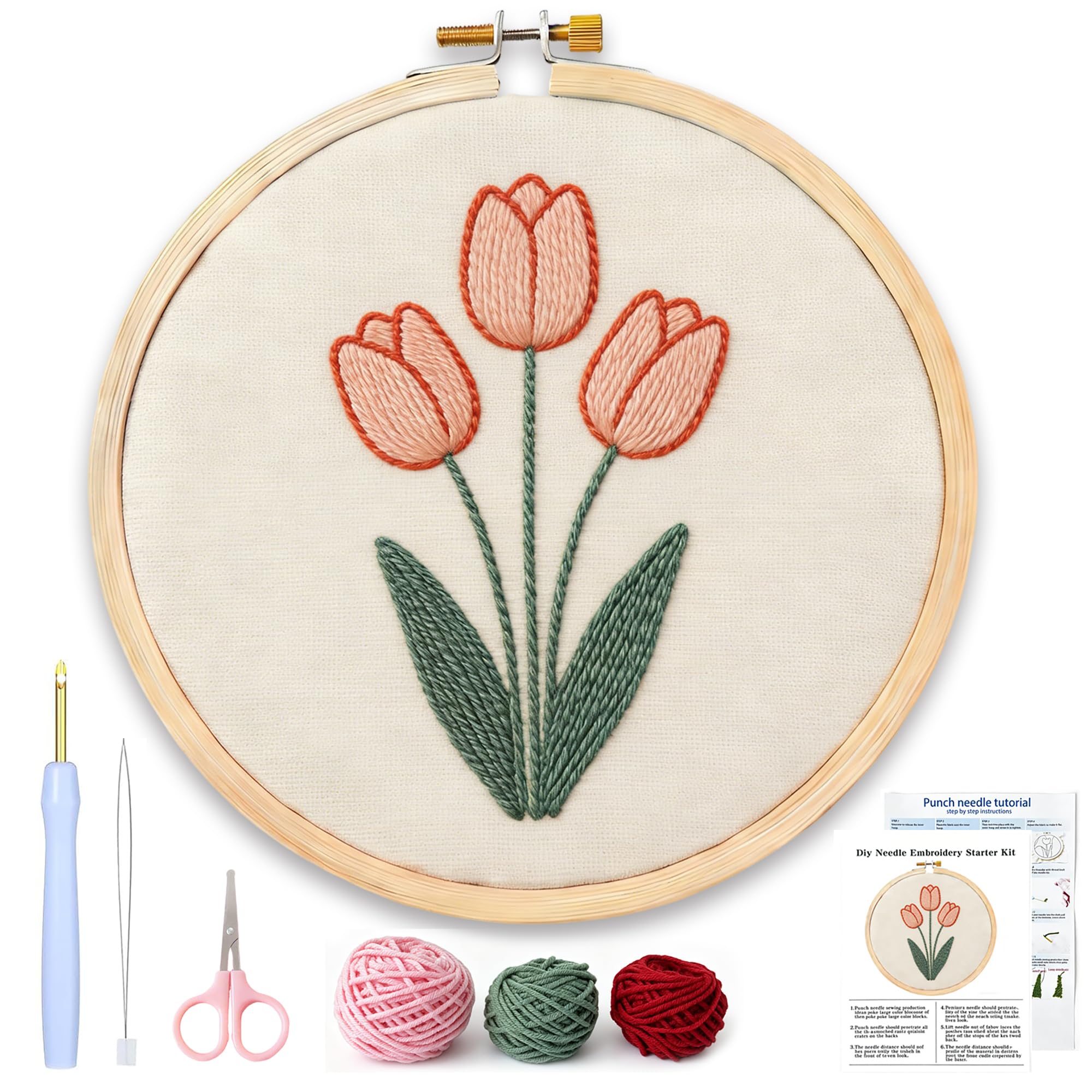 AohaiNova Punch Needle Kit for Adult Beginners,Punch Needling Set Rose
