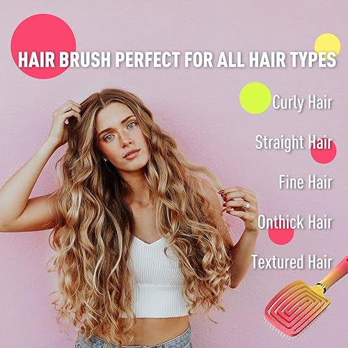 Miniatura 7 de Cepillo desenredante de cabello con cerdas ultra suaves, diseño ventilado de secado más rápido, separa suavemente los enredos, cepillos de peinado