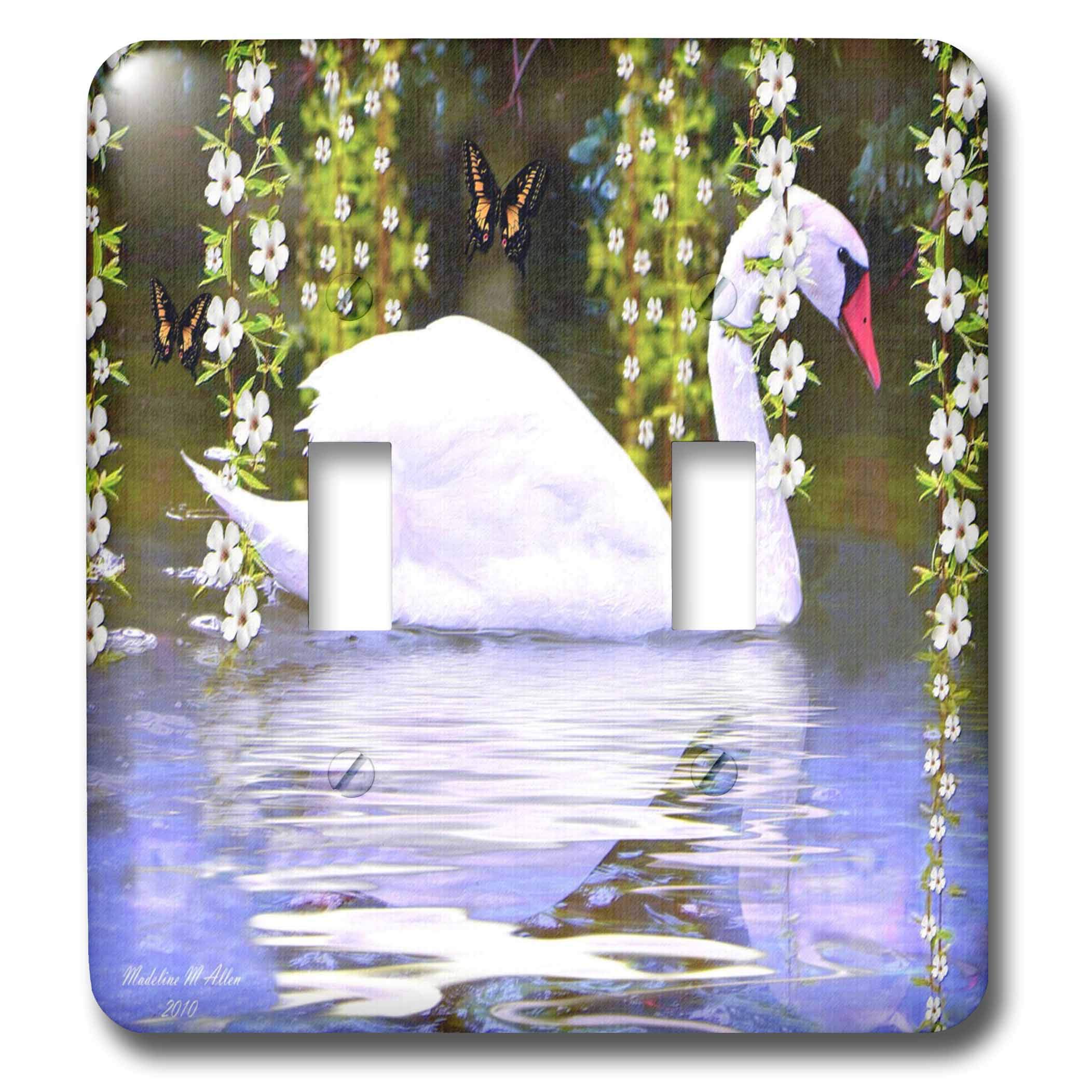 Interrupteur à bascule cygne 3dRose pour remplacer une plaque murale unie