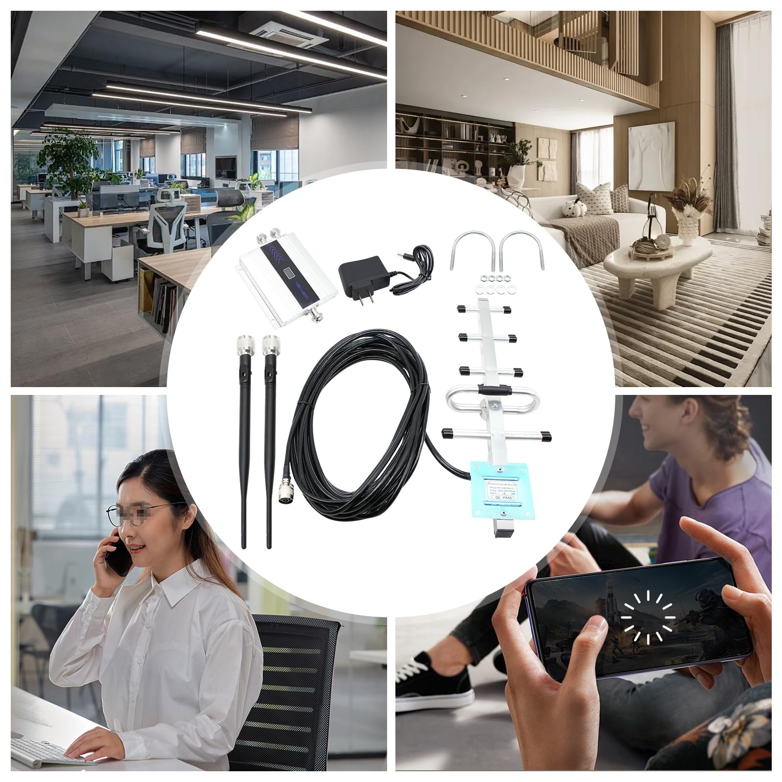 LyeXD GSM 900MHz Mobile Cell Phone Signal Booster Amplifier 2G/3G/4G GSM Mobile Signa Amplifier Repeater+Indoor Antenna Yagi Kit, Cell Phone Signal Booster for Home Coverage Area Up to 2152ft²