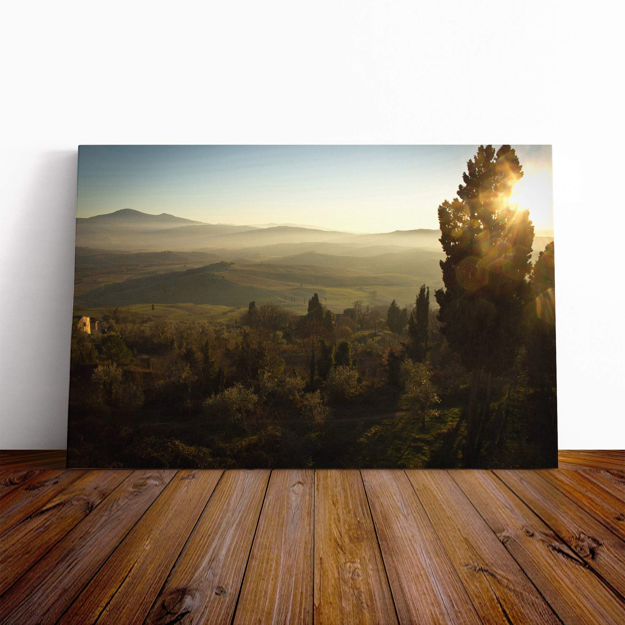 Landscape Tuscany Mountain and Forest Canvas Print | Gallery Wrapped 30mm Frame Wall Art | 24x16 inches | Ready to Hang | Contemporary Landscape Picture | Living Room Bedroom Lounge Office