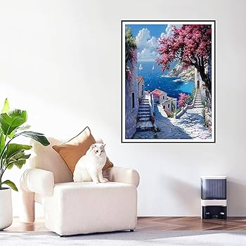 Kleine City Diamond Painting voor volwassenen, boot diamant painting XXL, 60 x 80 cm, 5D diamond art, afbeeldingen, volwassenen, knutselset, doe-het-zelf diamant, kunst, strass, borduurwerk