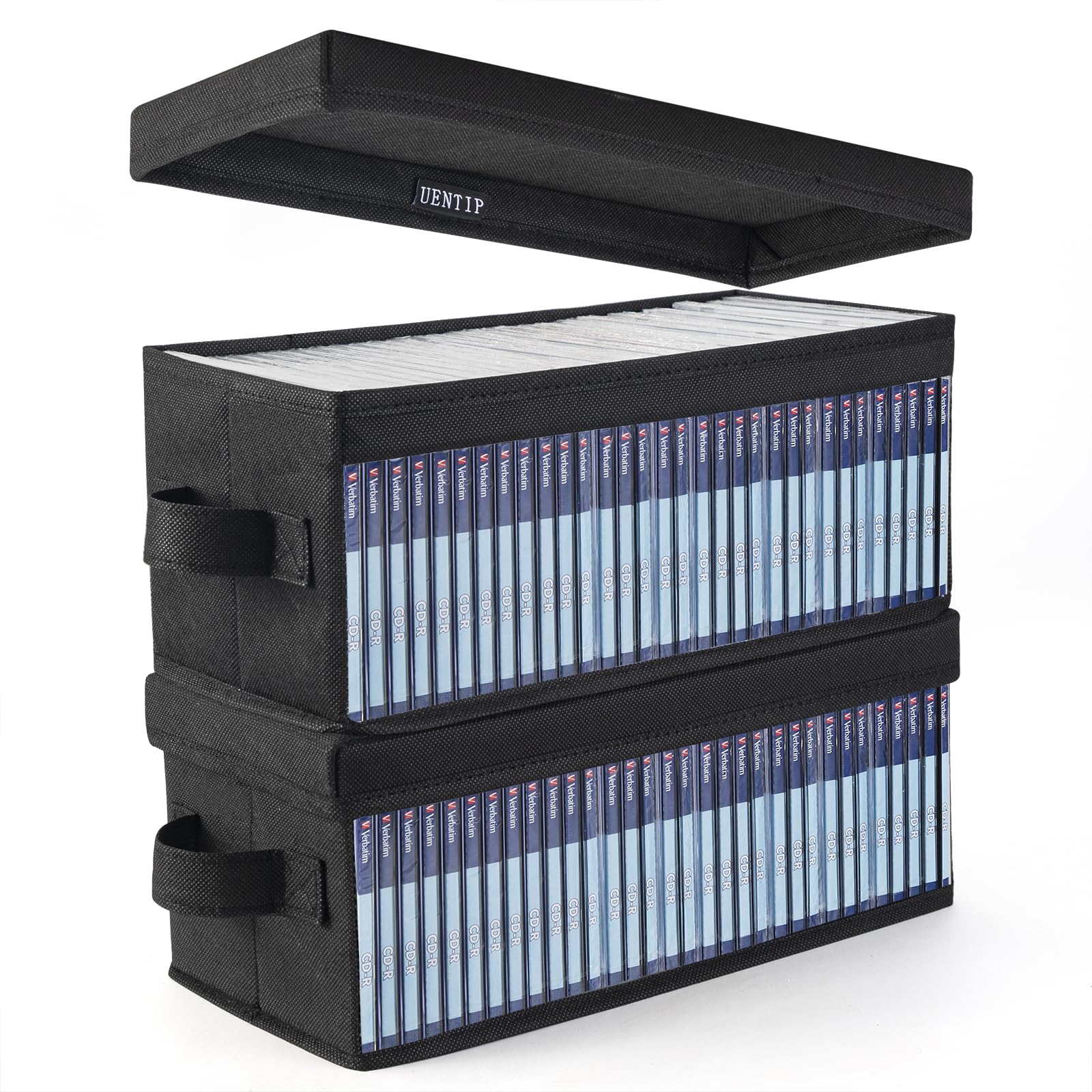 UENTIP CD Storage Box-Pack of 2 CD Case holder, For Home Car Travel Office