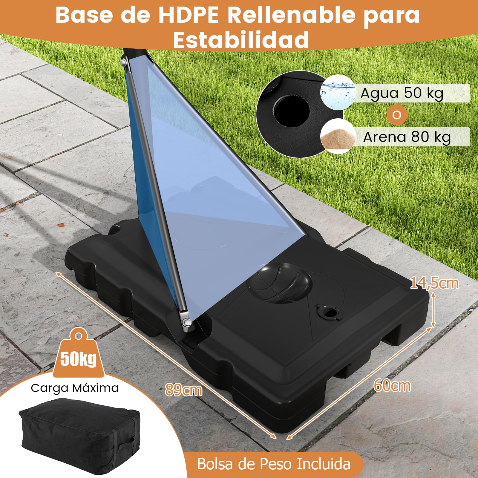 COSTWAY Canasta de Baloncesto, Altura Ajustable 165-305 cm, Canasta de Baloncesto con Base Rellenable, Red de Repuesto, Niños/Adolescentes/Adultos, Interiores Exteriores