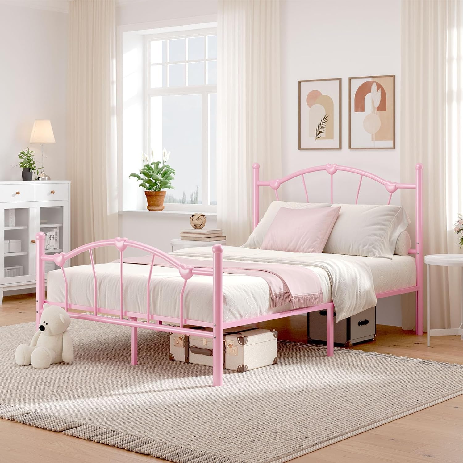 IMMERSTABLE Twin Size Metal Bed Frame from a different angle in a bedroom