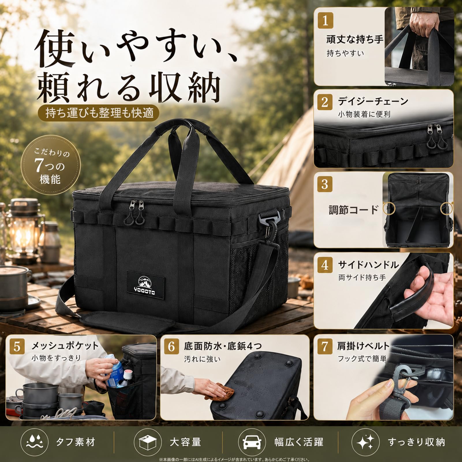 Amazon.co.jp: YOGOTO キャンプ ソフトコンテナ 収納ボックス ギア