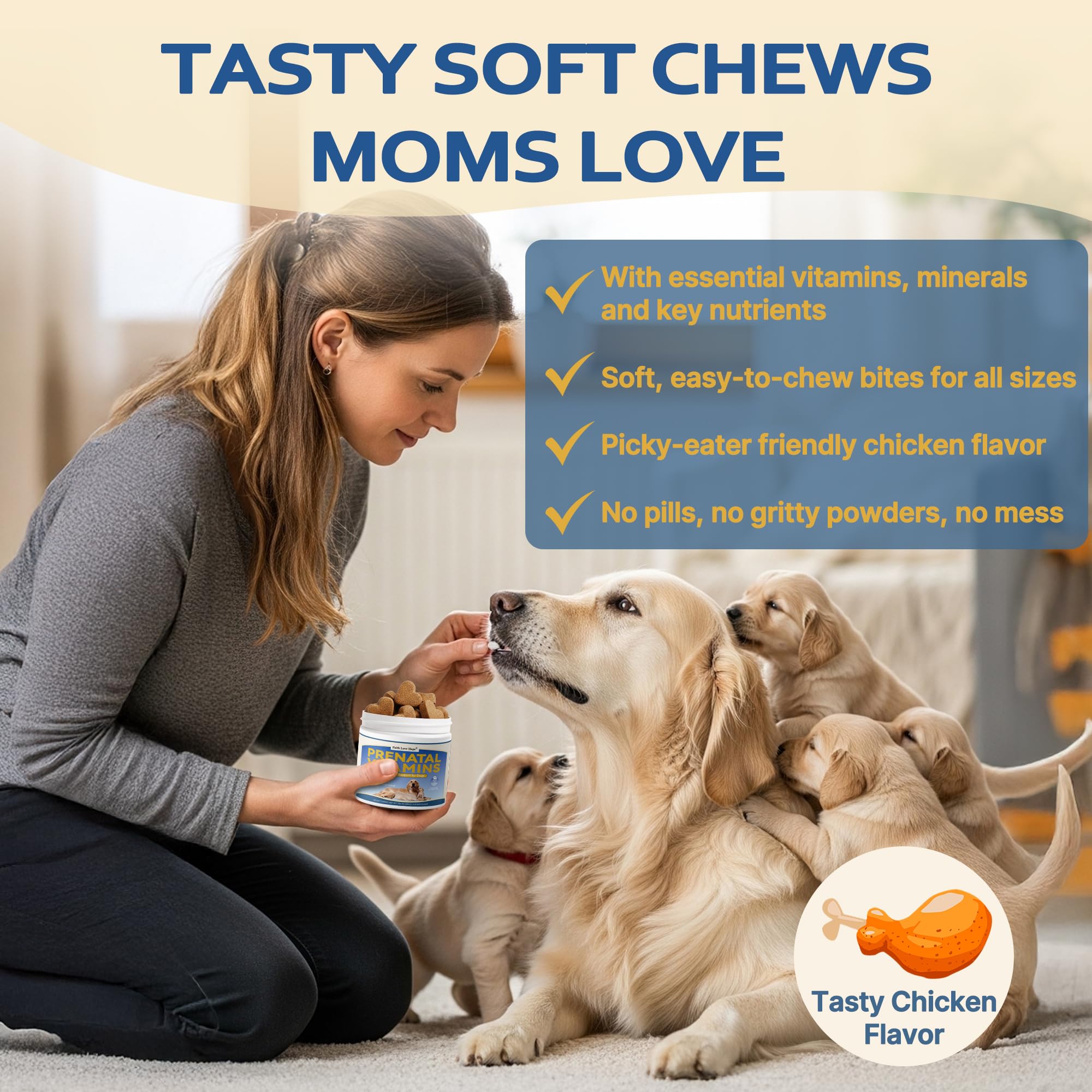 Dog Prenatal Vitamins - Supports Pregnancy Wellness, Puppy Growth & Lactation and Recovery | Riched Essential Nutrients - DHA, Folic Acid,Iron, Calcium | Advanced Multivitamin for Pregnant and Nursing — Amazon image 6