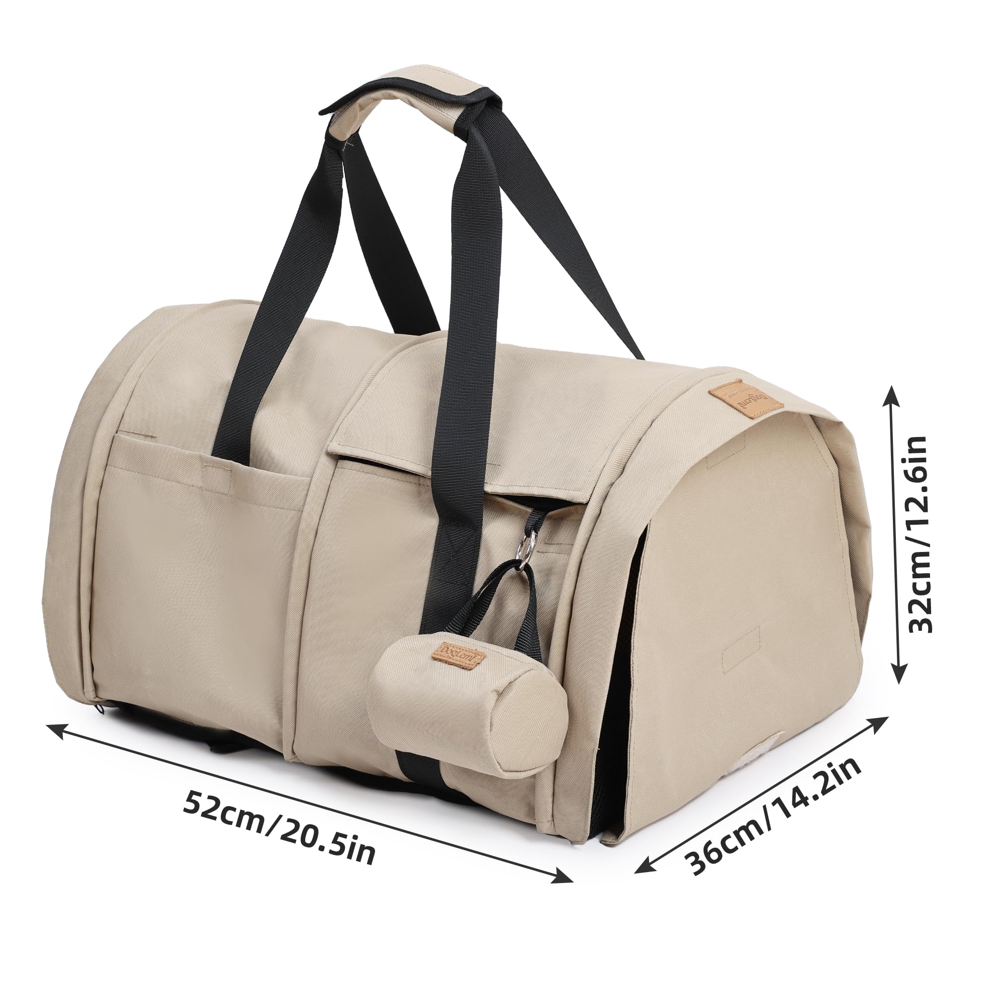Zaino pieghevole per cani, impermeabile, a doppio uso, regolabile con imbottitura interna rimovibile, borsa da viaggio multifunzionale per cani (nero)