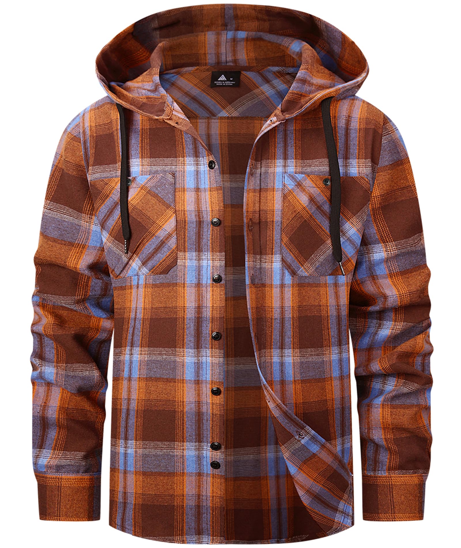 SwissWell Flanellhemd Herren Kariertes Hemd mit Kapuze Holzfällerhemd Langarm Karo Hemdjacke Outdoor Kapuzenhemd Männer Trachtenhemd