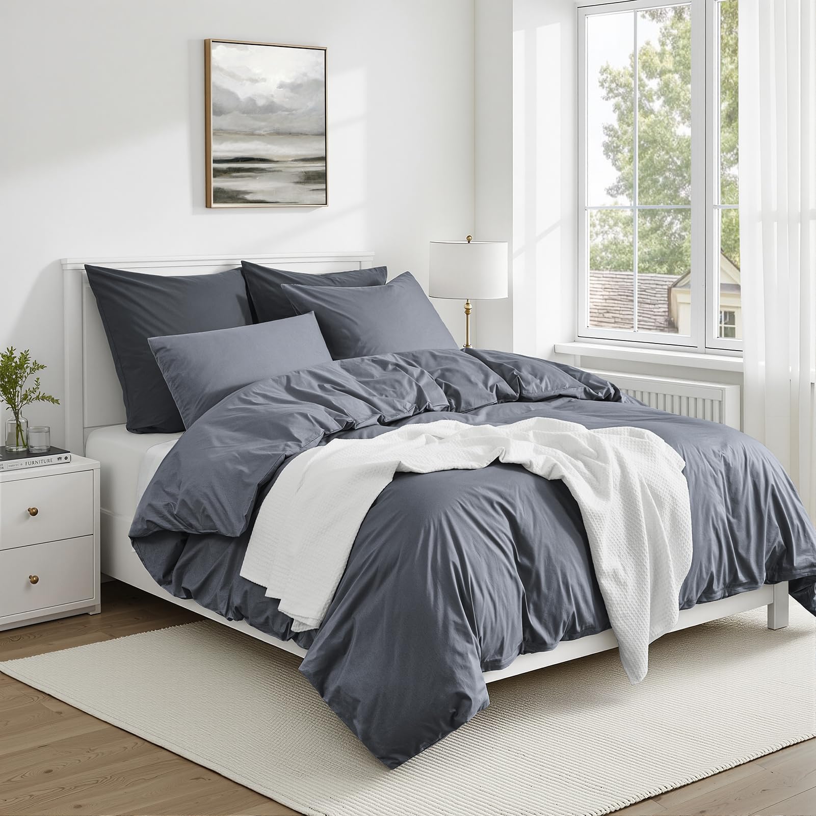 Funda Nórdica Cama 90 Gris, Algodón 100% Súper Suave con Cremallera, Certificación Oeko-Tex, 2 Fundas de Edredón 135x200 + 2 Fundas de Almohada 80x80 cm