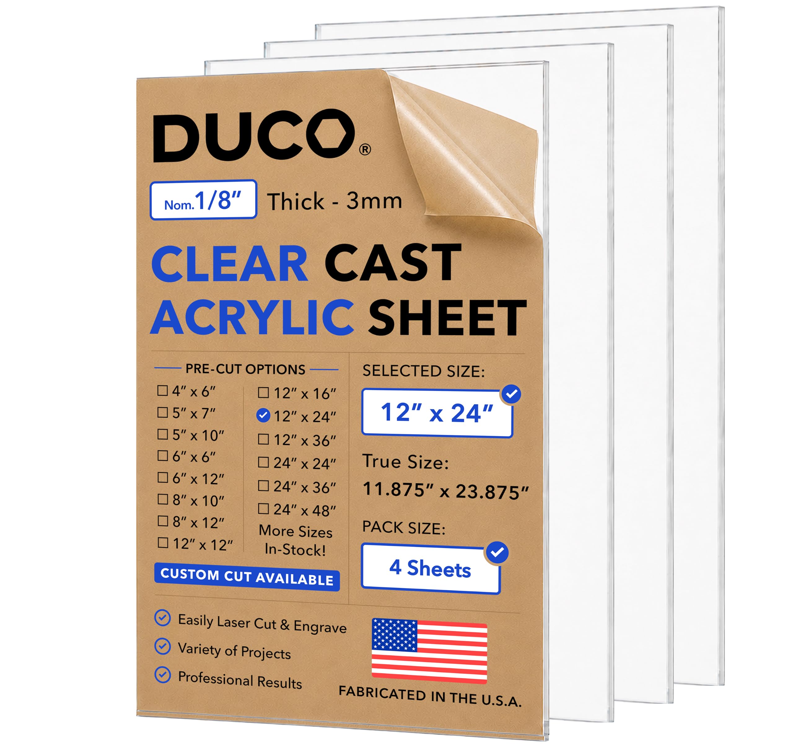 Clear Acrylic Sheet - 12"x12" Plexiglass -19