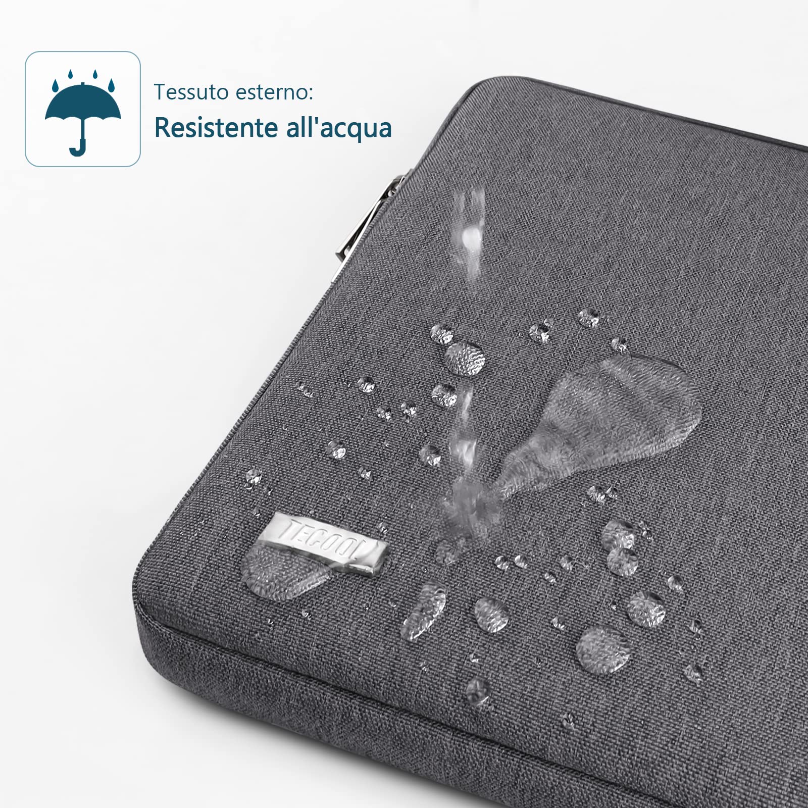 TECOOL Custodia PC 15-15.6 Pollici, Protettiva Custodia Portatil Computer 15.6 Pollici Compatibile con 15-15.6" HP Pavilion Lenovo Thinkpad Ideapad Dell Acer ASUS Chromebook Notebook,Grigio Scuro