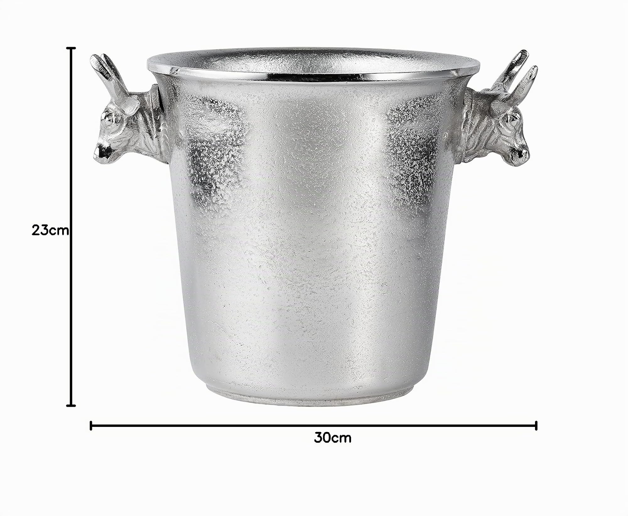Champagnerkühler Stierkopf, Weinkühler, Flaschenkühler, Sektkühler, Getränkekühler, Aluminium Silber - Kühler für Sekt, Wein und Champagner - 30 cm