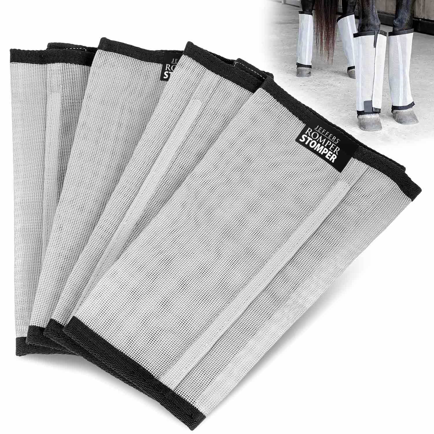 Jeffers Romper Stomper Fly Boots for Horses - Grey, Medium – Breathable Mesh Leg Wraps for Insect Protection, Stable Accessories for Summer Turnout, Ride Gear, Horse Hoof & Leg Care