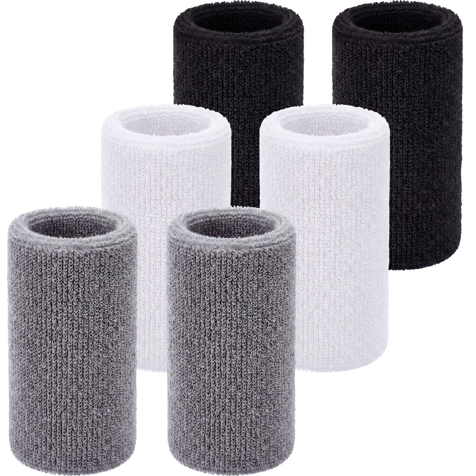 WILLBOND 6 Inch Wrist Sweat Bands for Men Women Tennis Elastic Athletic Long Sweatband Wrist Absorbent for Basketball Tennis Running Outdoor Activity