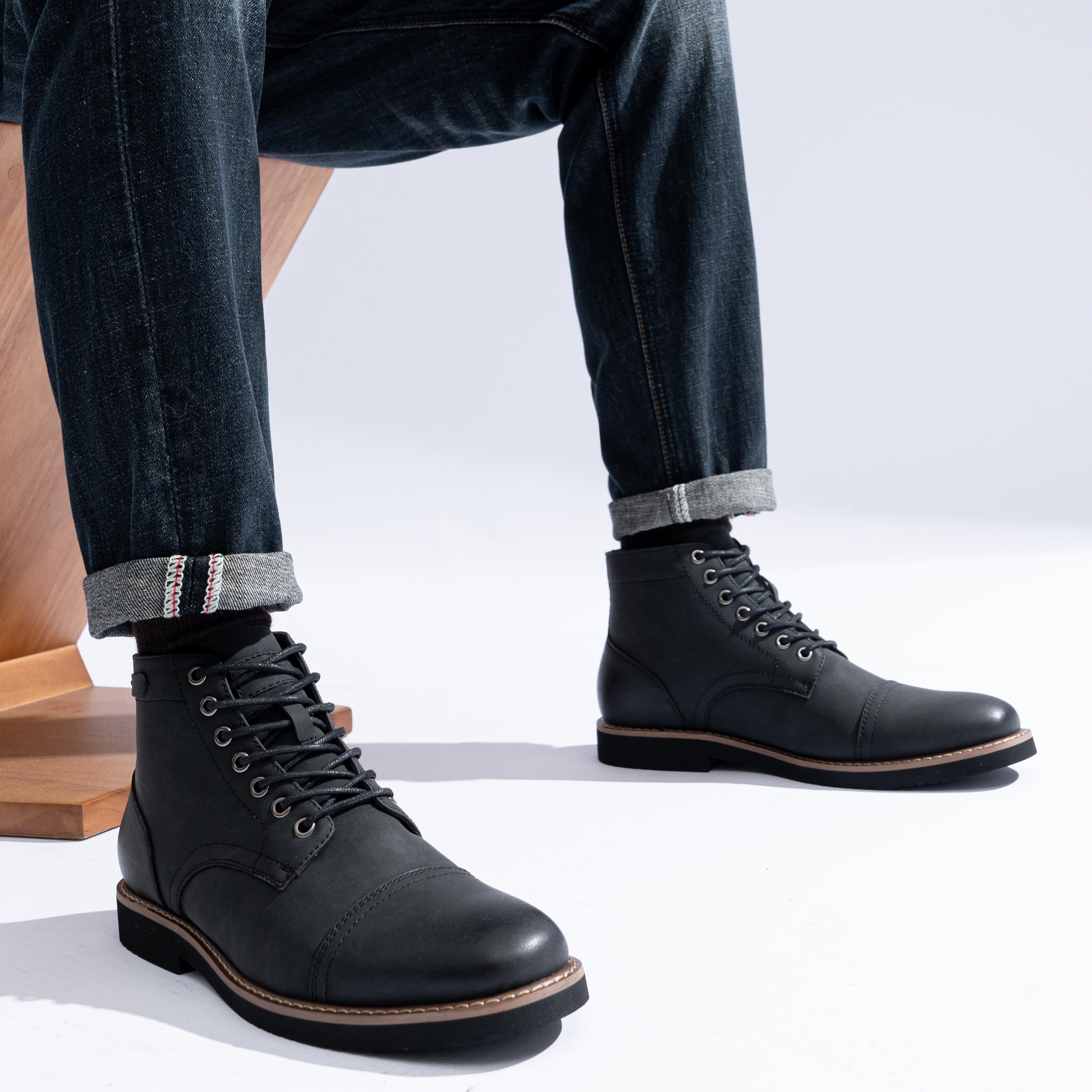 Vostey Men's Dress Boots Cap Toe Black Casual Chukka Boots for Men (BMY8032A blacknubuck 10.5)