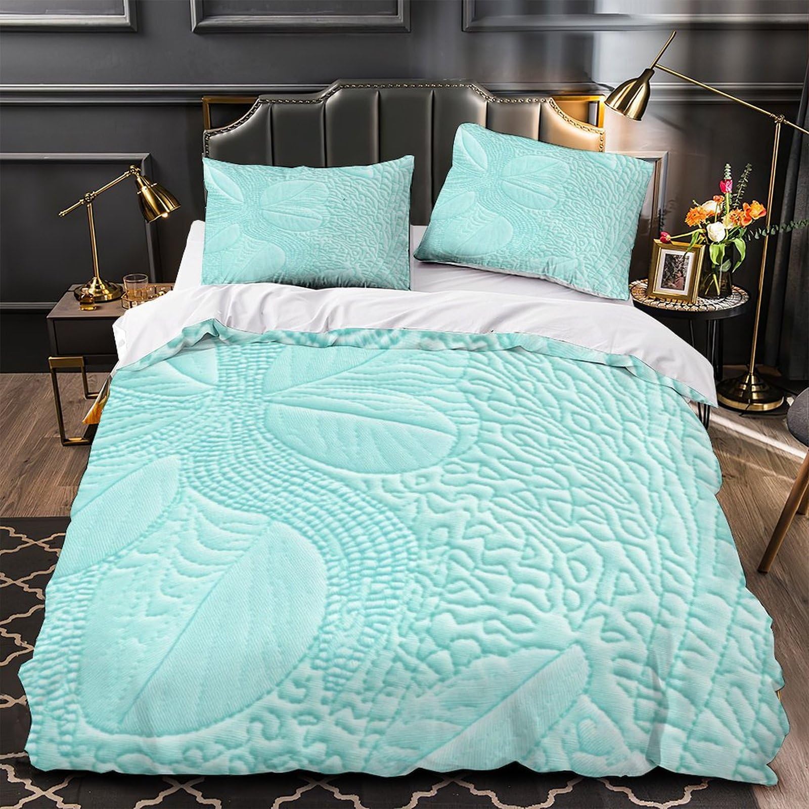 Housse de couette princesse en microfibre 3D parure lit 220x240cm