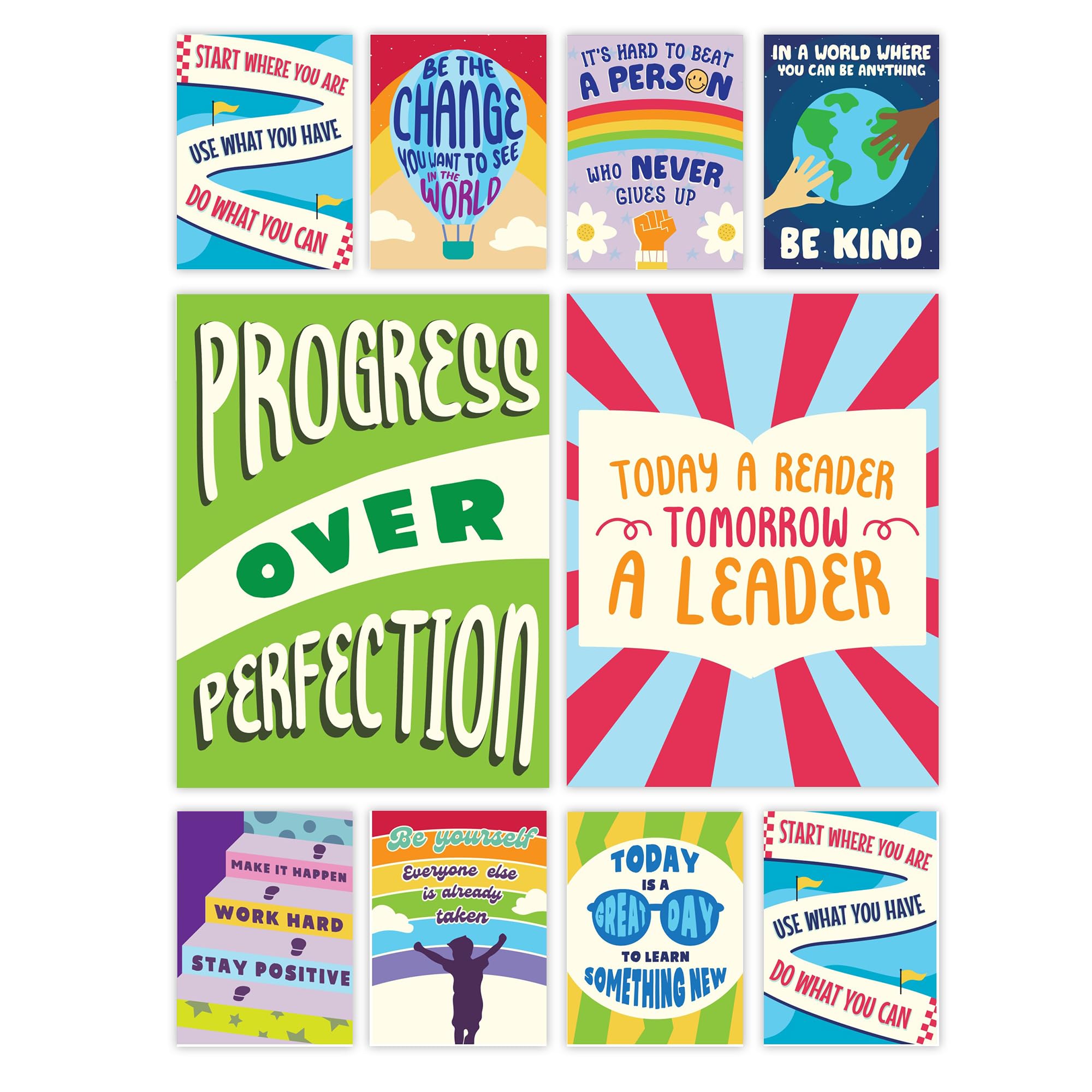 Growth Mindset Motivational Posters Classroom Wall Decor Set of 9 Inspirational Art/Grow Your Mindset Positive Sayings Accents for Middle & High