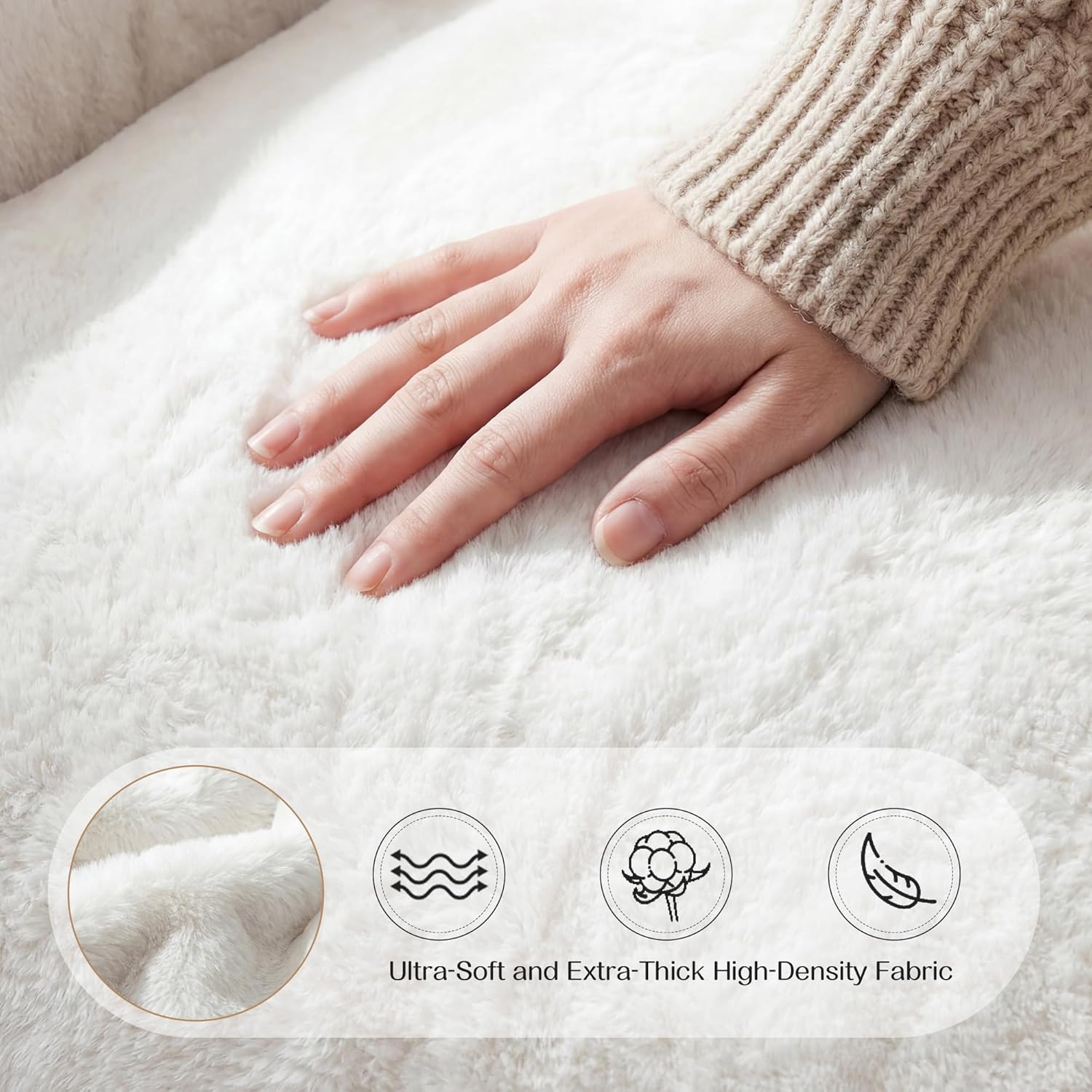 Homkdom Giant Bean Bag Chair for Adults, Shell-Shaped Oversized Bean Bag Couch with Armrests & Side Pockets, Stuffed Floor Sofa for Reading, Playing & Relaxing, Beige