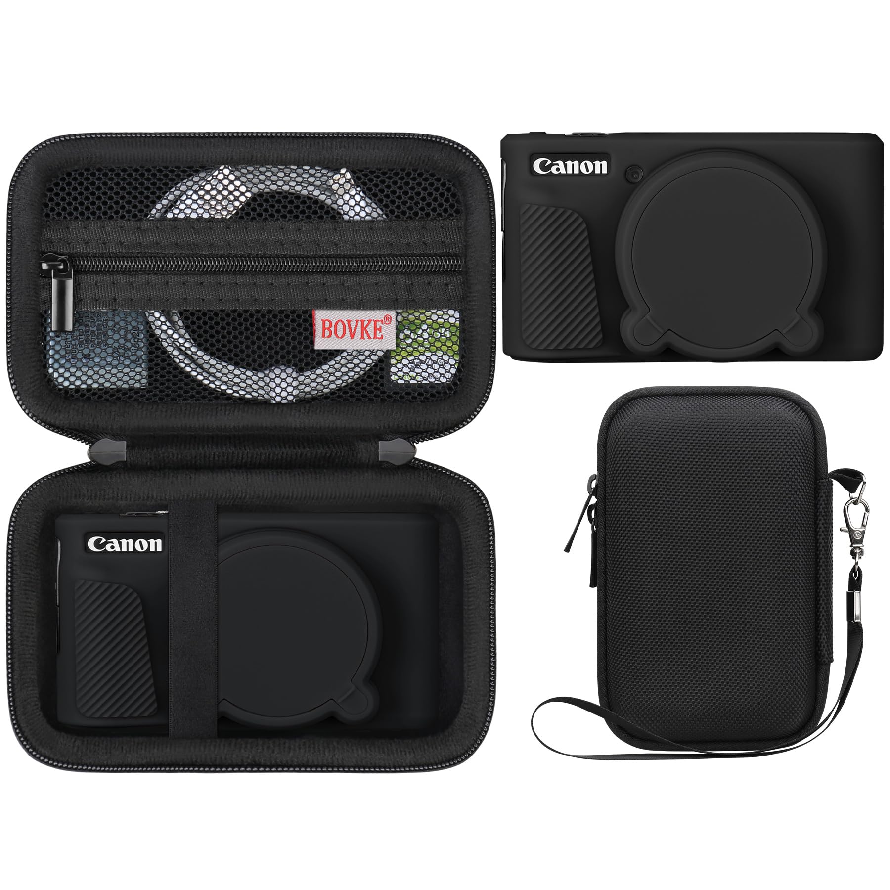 BOVKE Hard Case + Silicone Cover for Canon PowerShot SX740 SX730 Digital Camera, Shockproof EVA Storage Bag with Soft Silicone Protective Case,