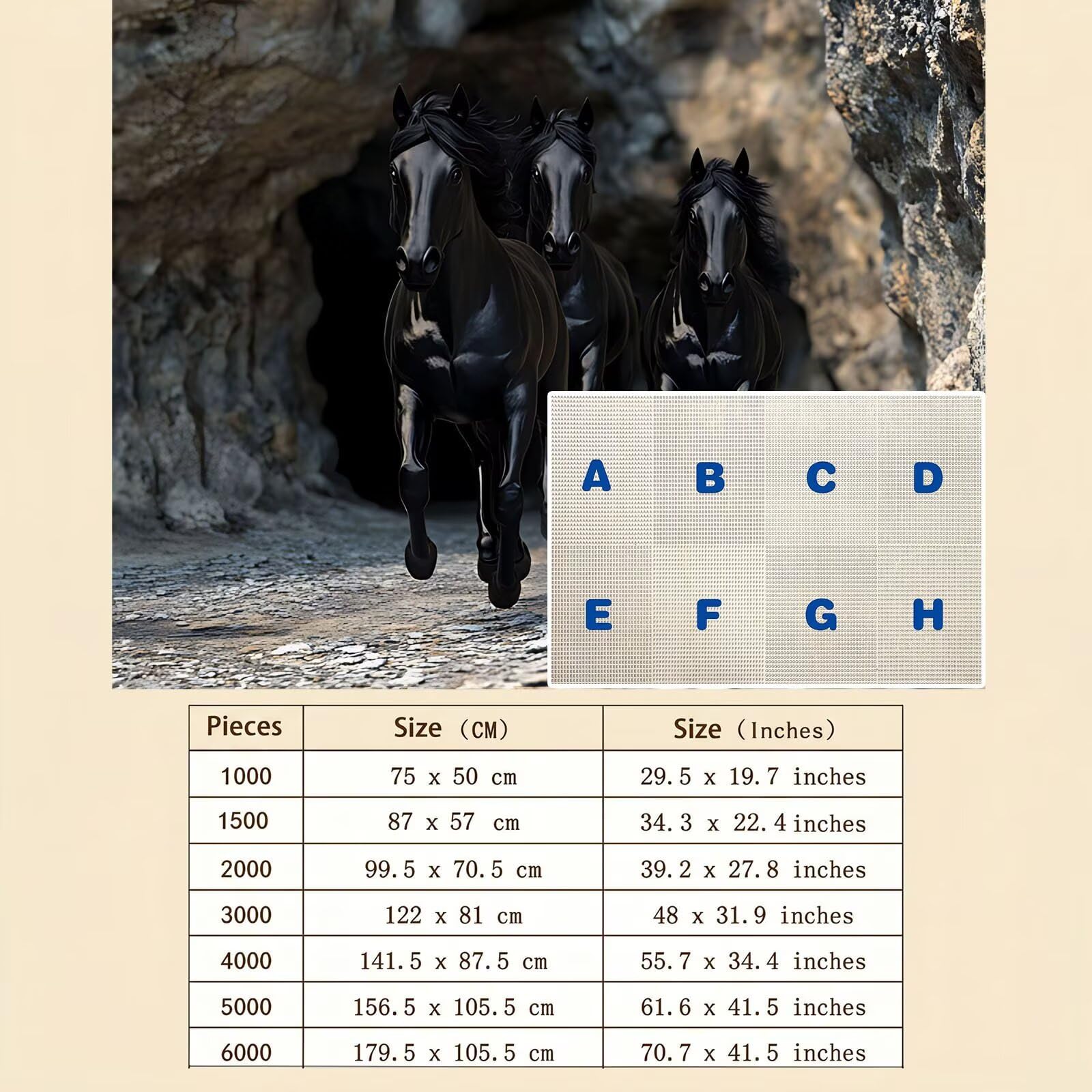 caballo animal-2 Puzzle de 1000 Piezas, Juego de Mesa Familiar de Madera - Rompecabezas Adultos para Toda La Familia,Rompecabezas Educativo DIY y Antiestrés - Con mapa de referencia, 75 x 50 cm f0-653