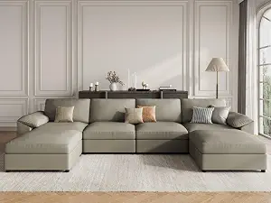 EASE MOOSE Modular Sectional Sofa, Light Grey