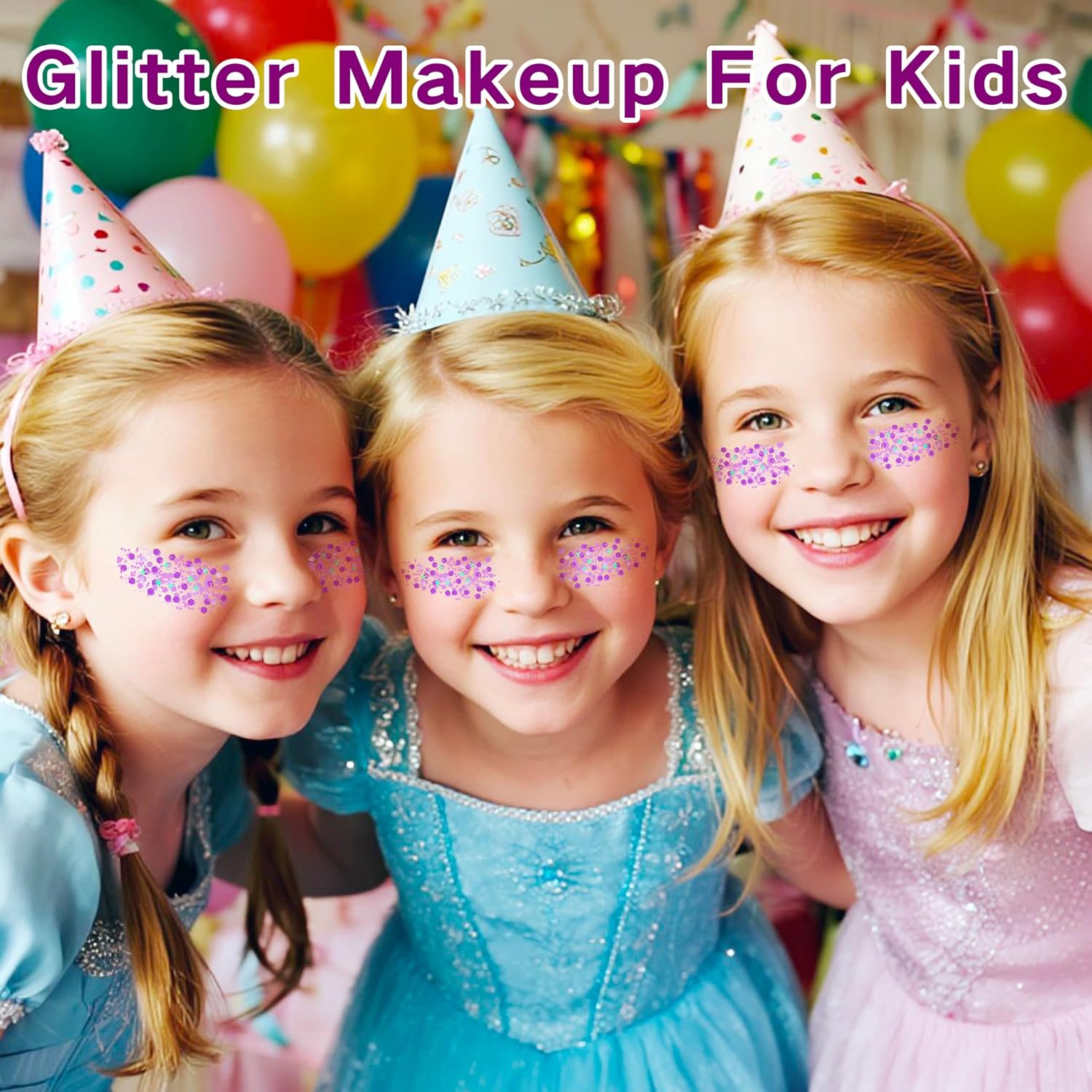 MEICOLY Purple Hair Glitter Kids Makeup,Holographic Halloween Sparkly Face Glitter,Self-Adhesive Mermaid Sequins Face Body Glitter,Chunky Glitter for Festival Rave Accessories Costume Outfits