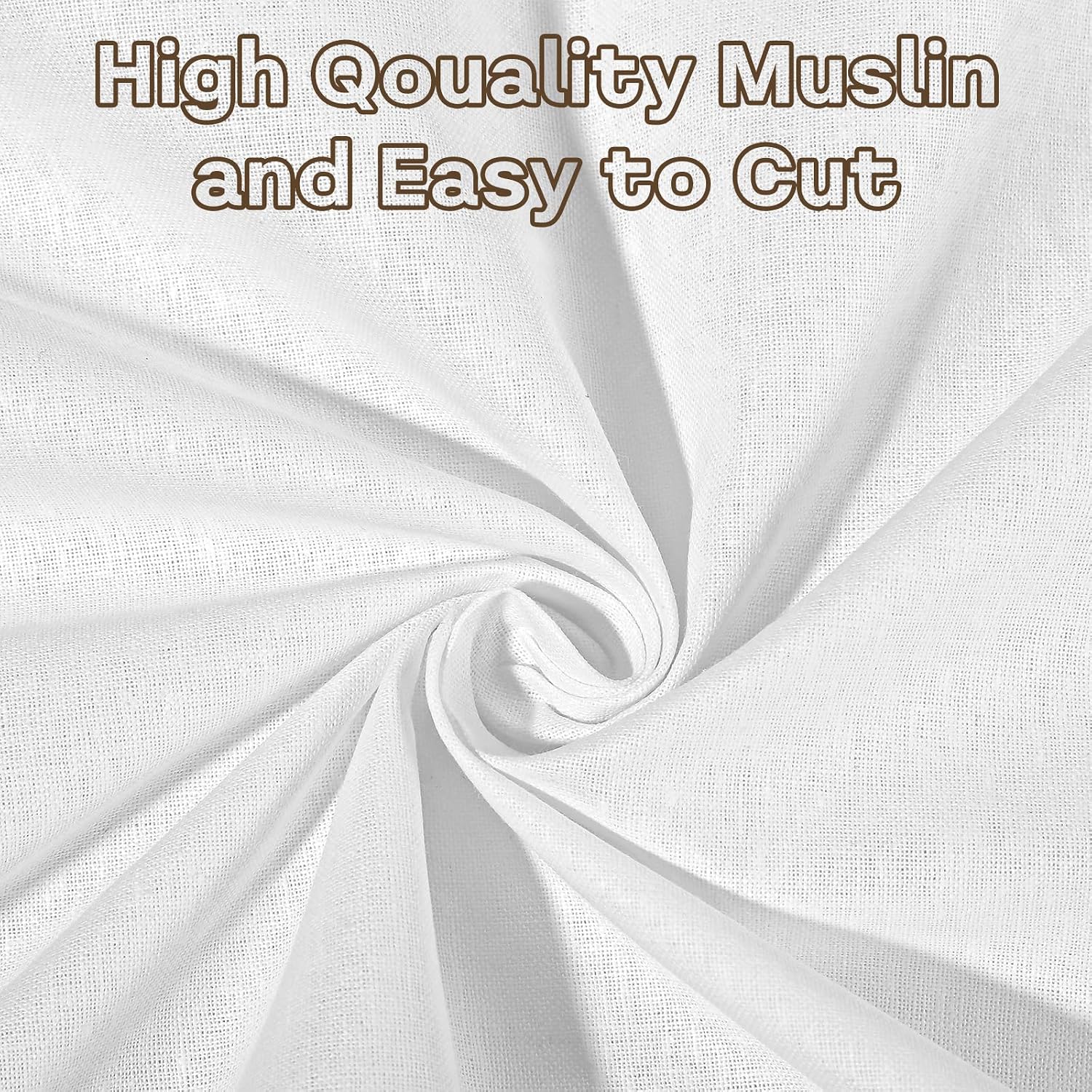 100% White Cotton Fabric 5 Yards 59 Inches Wide Cotton Quilting Fabric by The Yard, Soft Embroidery Muslin Fabrics for Sewing Material Apparel Cloth