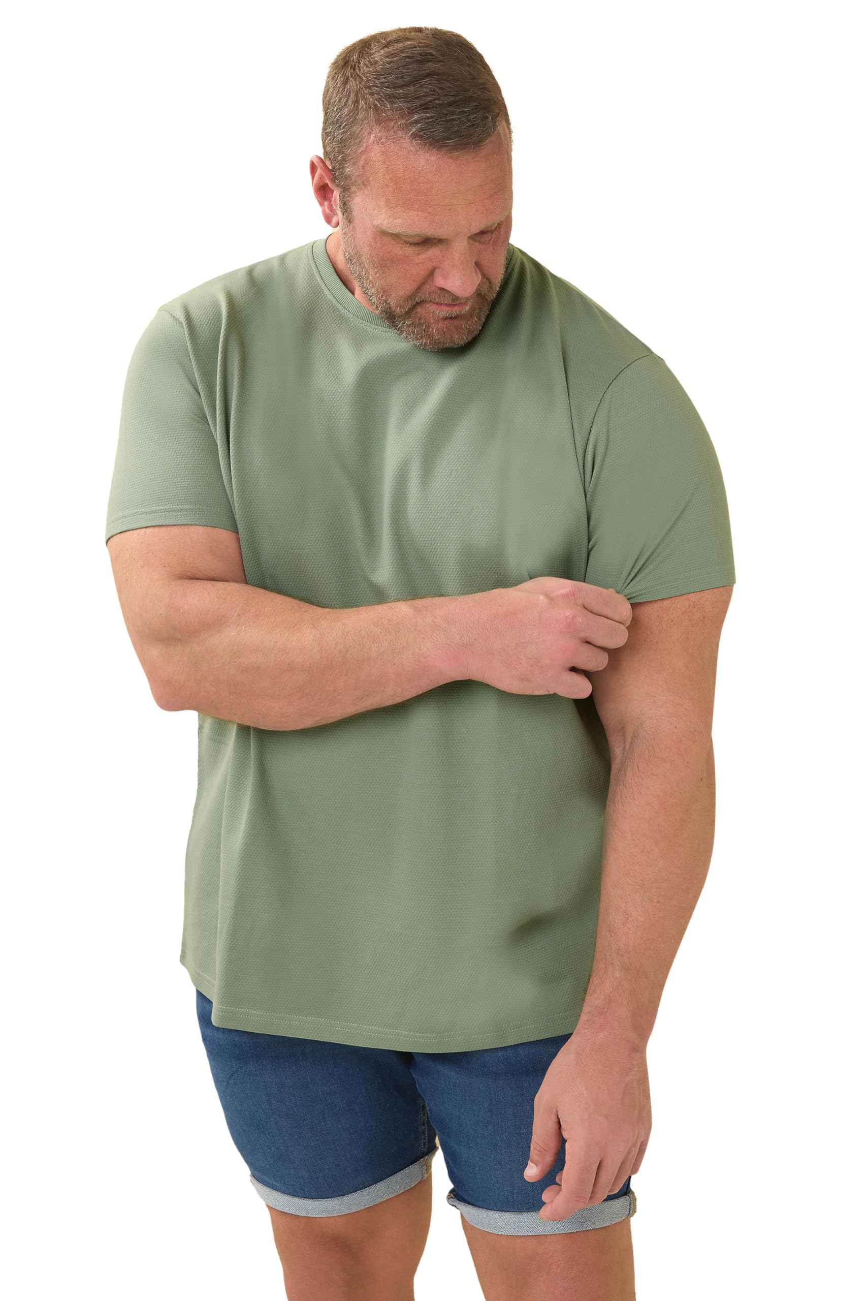 BadRhino Men's Textured T-Shirt Light Green 4XL