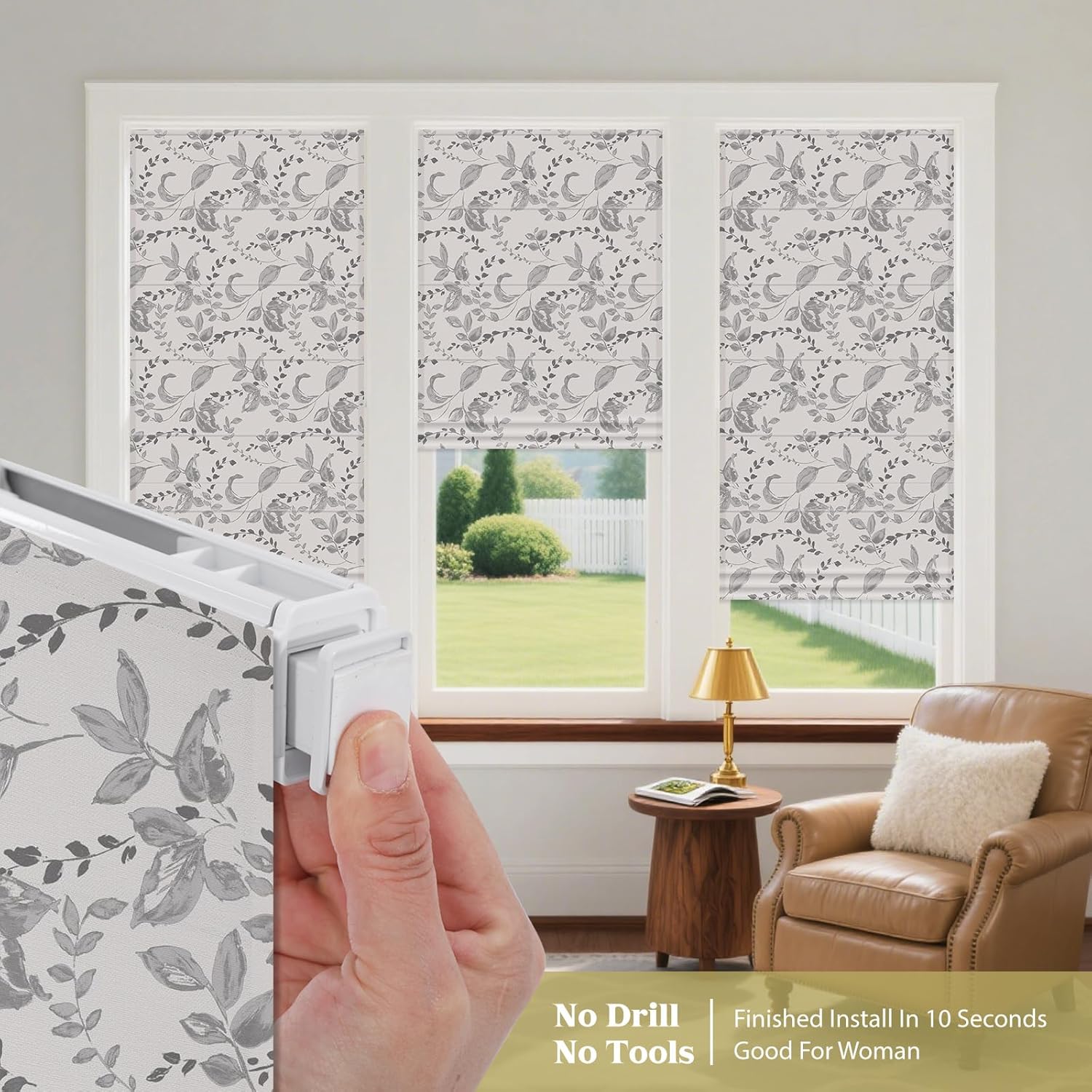 No Drill Roman Shades for Windows No Tools Roman Shades, UV Protection, Thermal Insulation Roman Blinds, Custom Size Blinds for Windows, Doors, French Doors,Color 10
