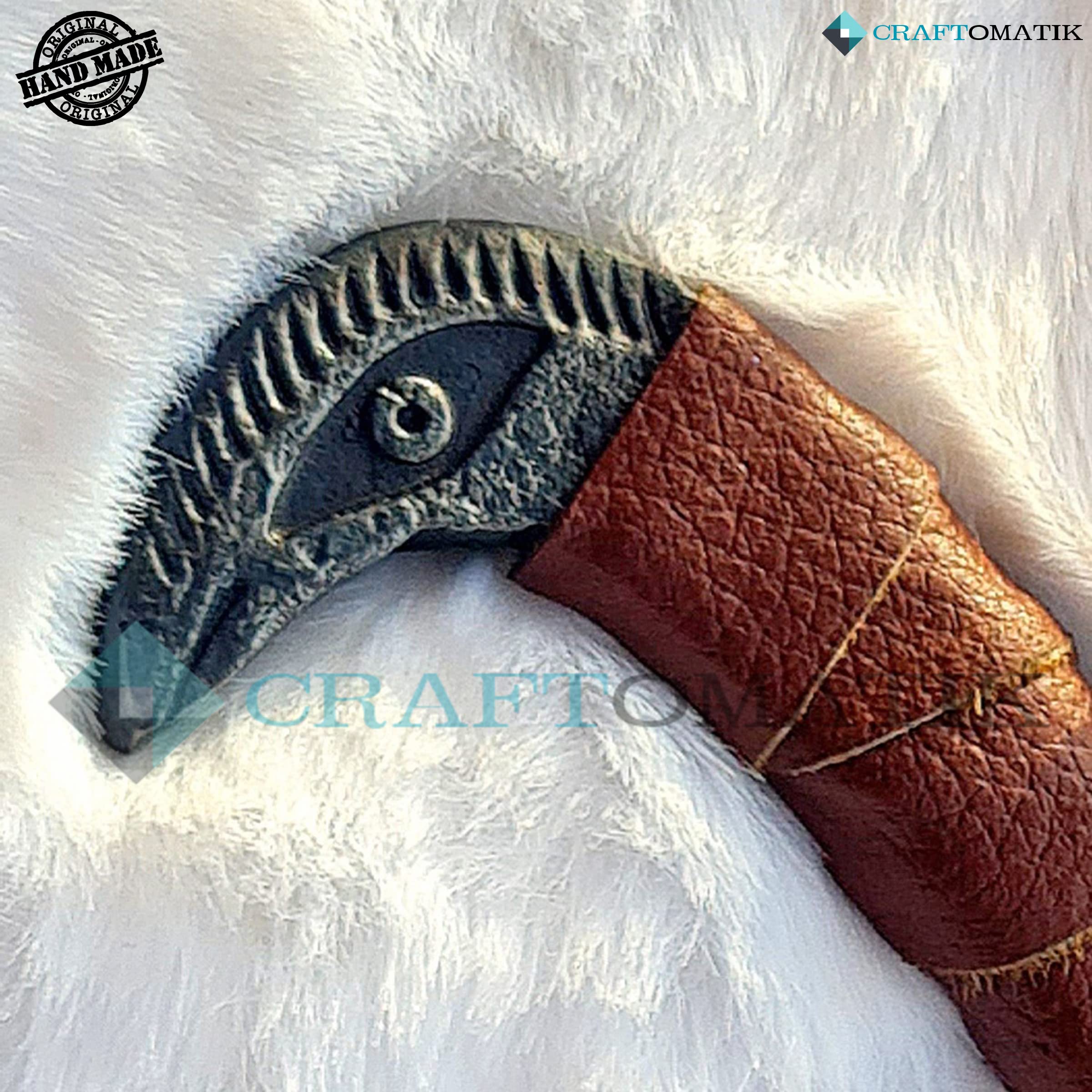 Couteau médiéval à tête d'oiseau | Couteau viking fait main | Couteau celtique pour jardin et camping avec étui en cuir | LARP | HFK27