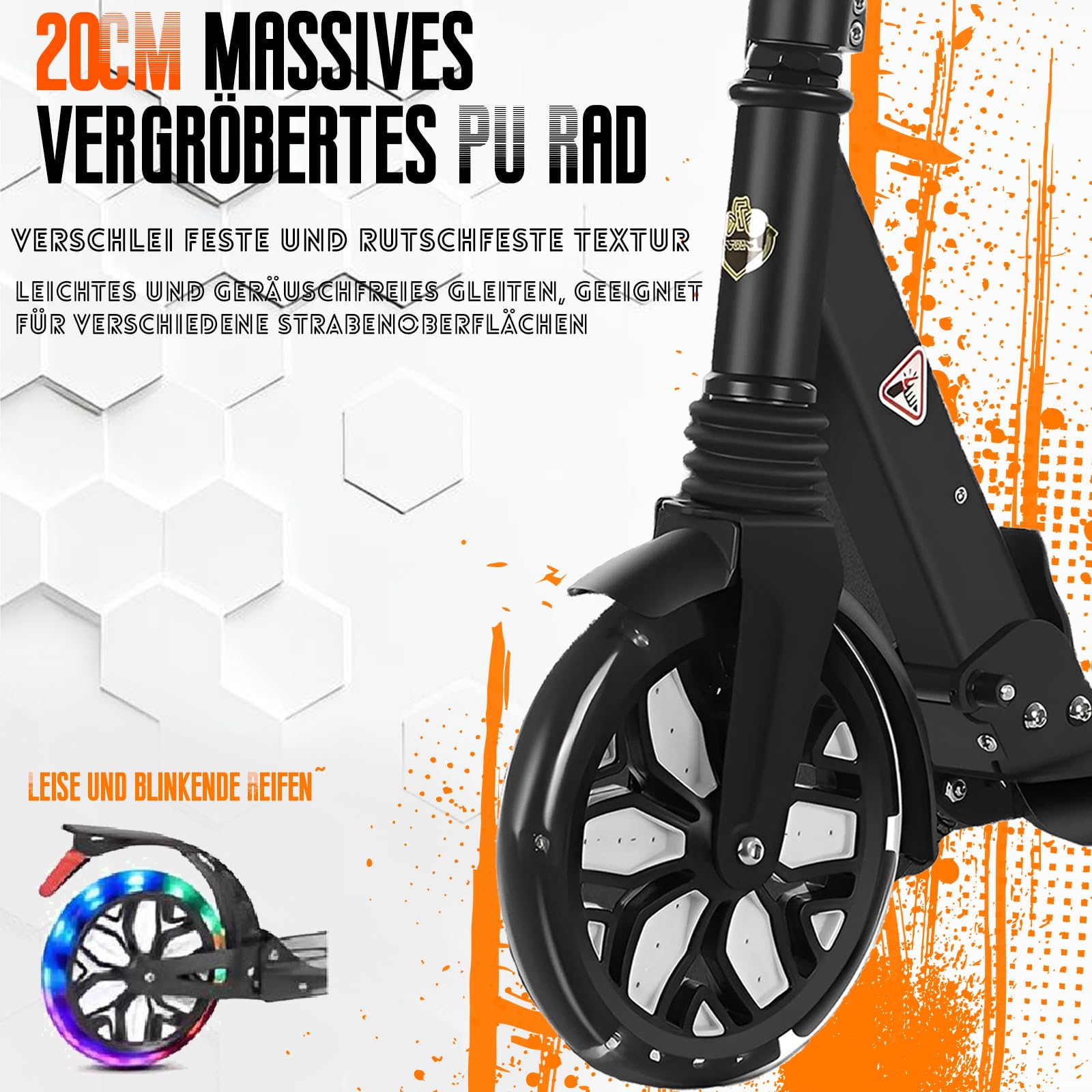 Trottinette pour Adultes et Adolescents et pour Les Jeunes de - Trottinette Adulte Pliable légère avec Grandes Roues Construction Durable Pliage Rapide Guidon Ajustable Roues à 20 cm Amortisseu