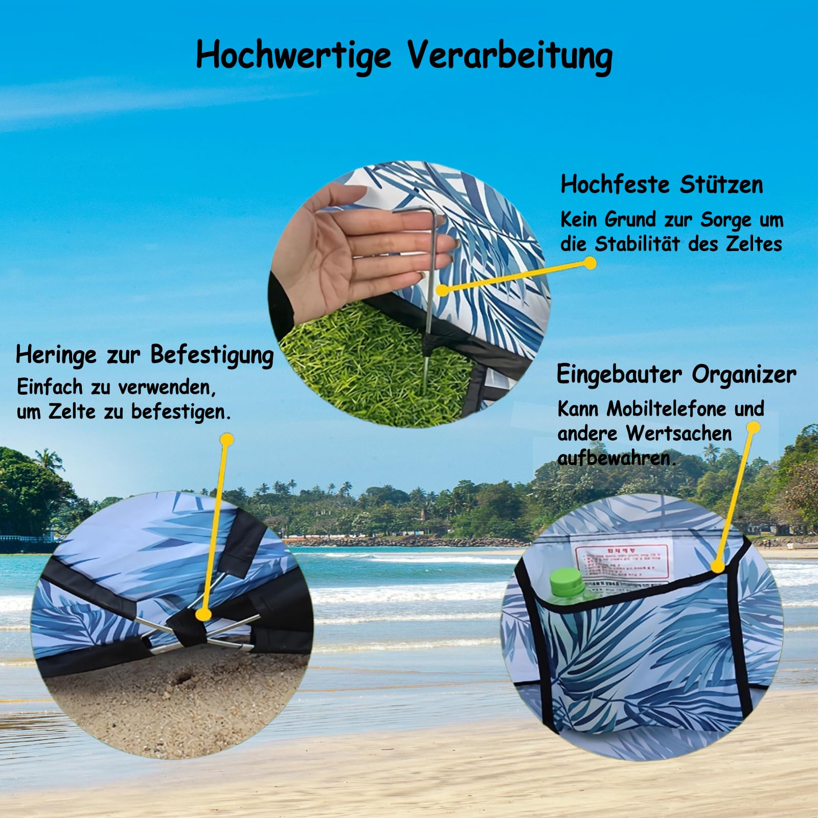 strandmuschel wurfzelt zusammenfalten HYPIQQ Pop Up Strandzelt UV-Schutz 50+ Sonnenschutz Strand Zelt Wetter Leicht Strandzelt Für Garten Strand,Ahornblatt Sport & Freizeit Akku:300Wh Camping / Camping Spruch 12242020