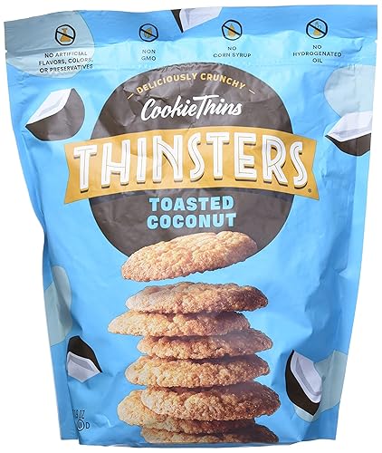 Thinster's - Galletas de coco tostadas (19 onzas), paquete de 2