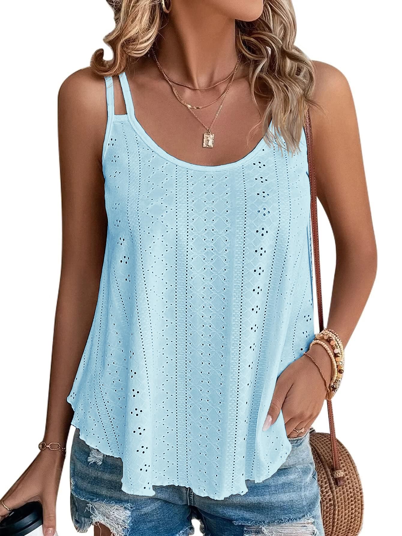 ATHMILE Women's Tank Tops Sleeveless Summer Top Spaghetti Strap Spring Shirt Loose Fit Beach Vacation 2025 Casual