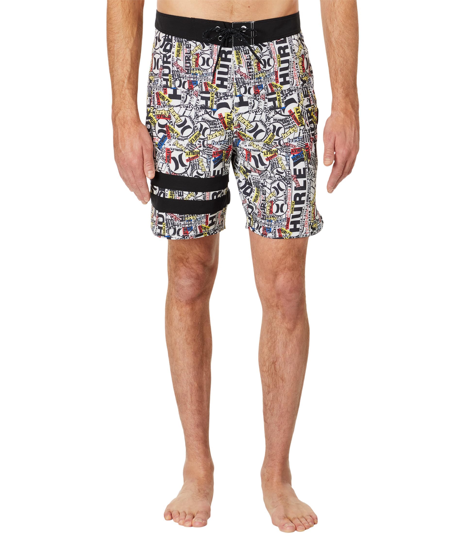 Hurley Phantom Eco 25th S1 Block Party 18" Boardshorts, Barely Bone, 38